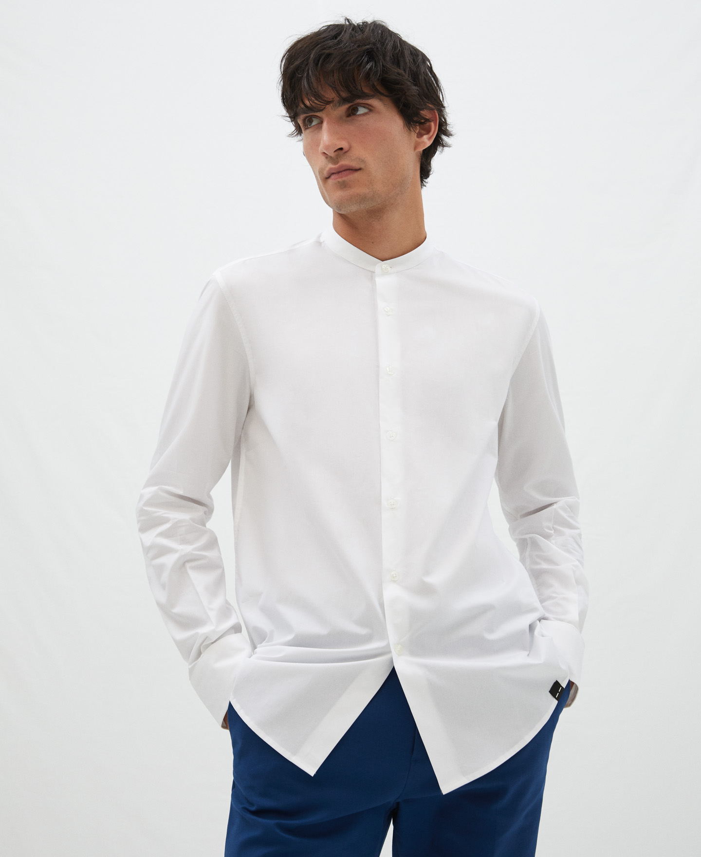 Mao collar shirt in cotton image number 0