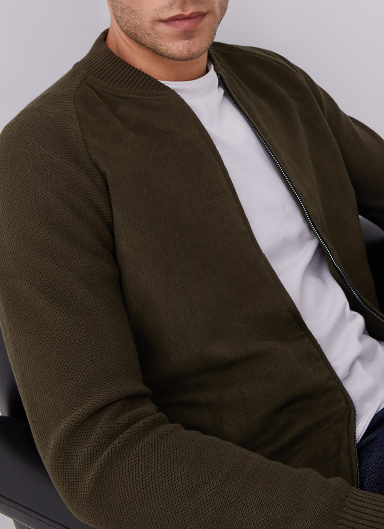 Suedette jacket with eyelets pattern image number 0