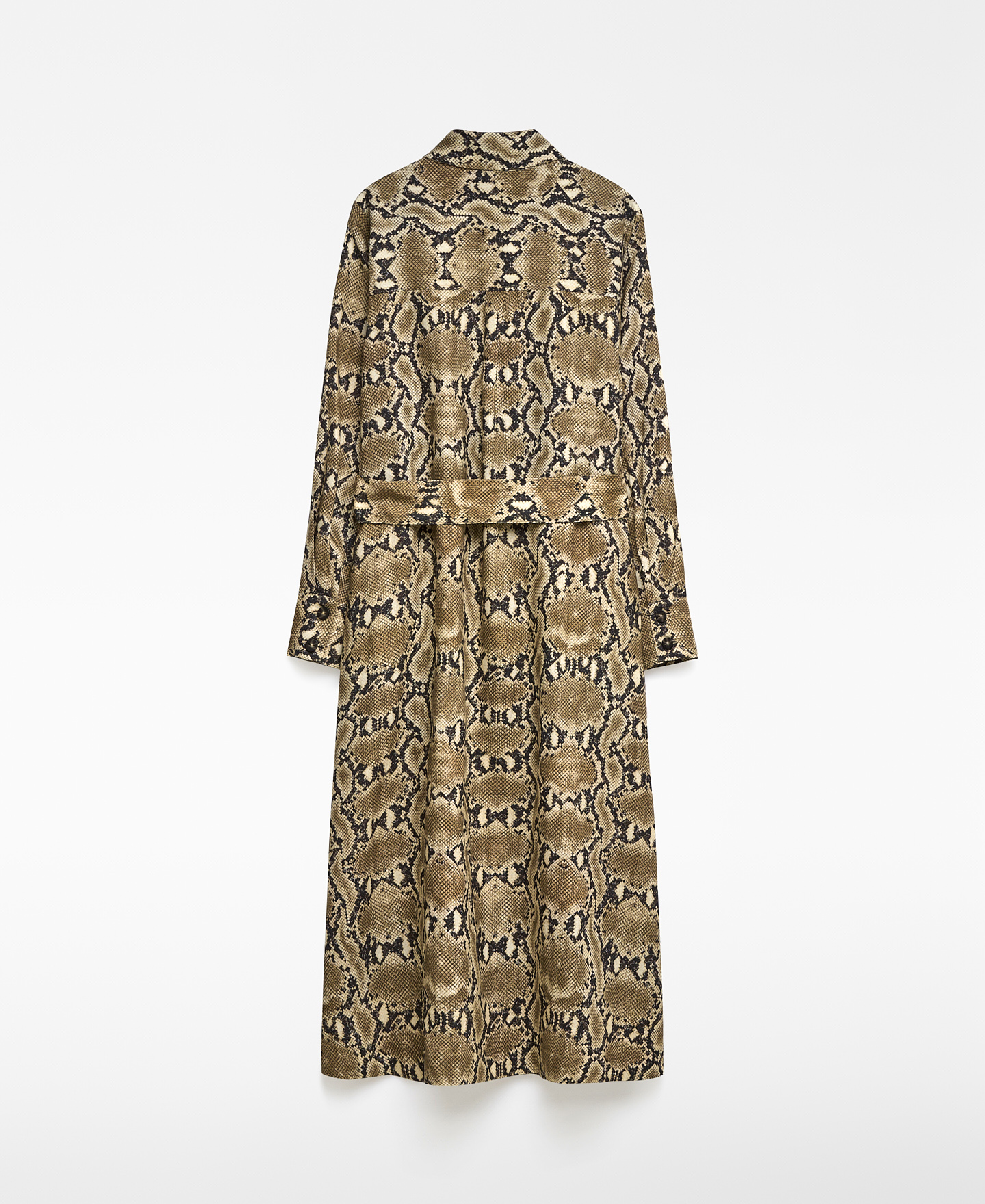 Snake-print linen shirt dress image number 5