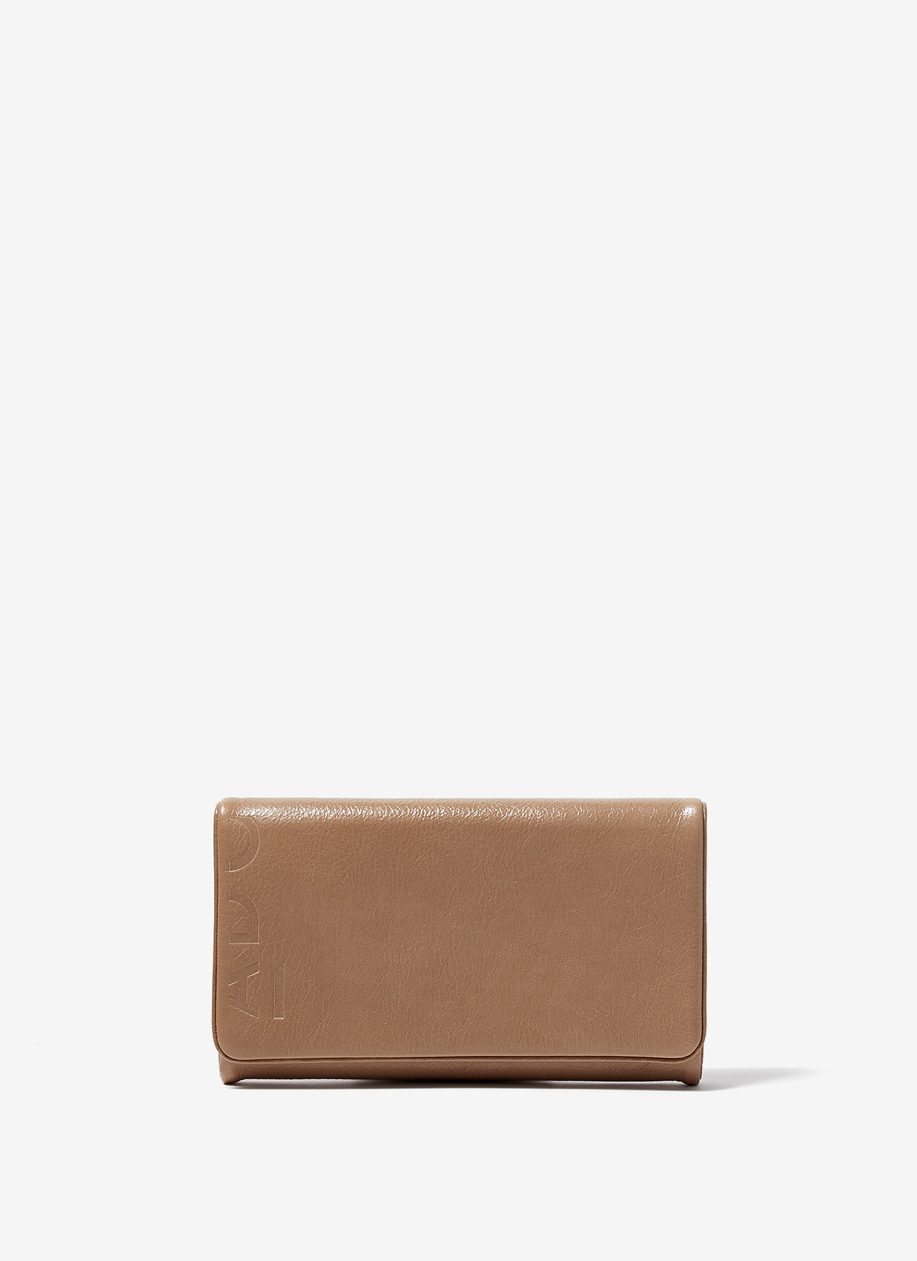 Crackled leather wallet clutch image number 0