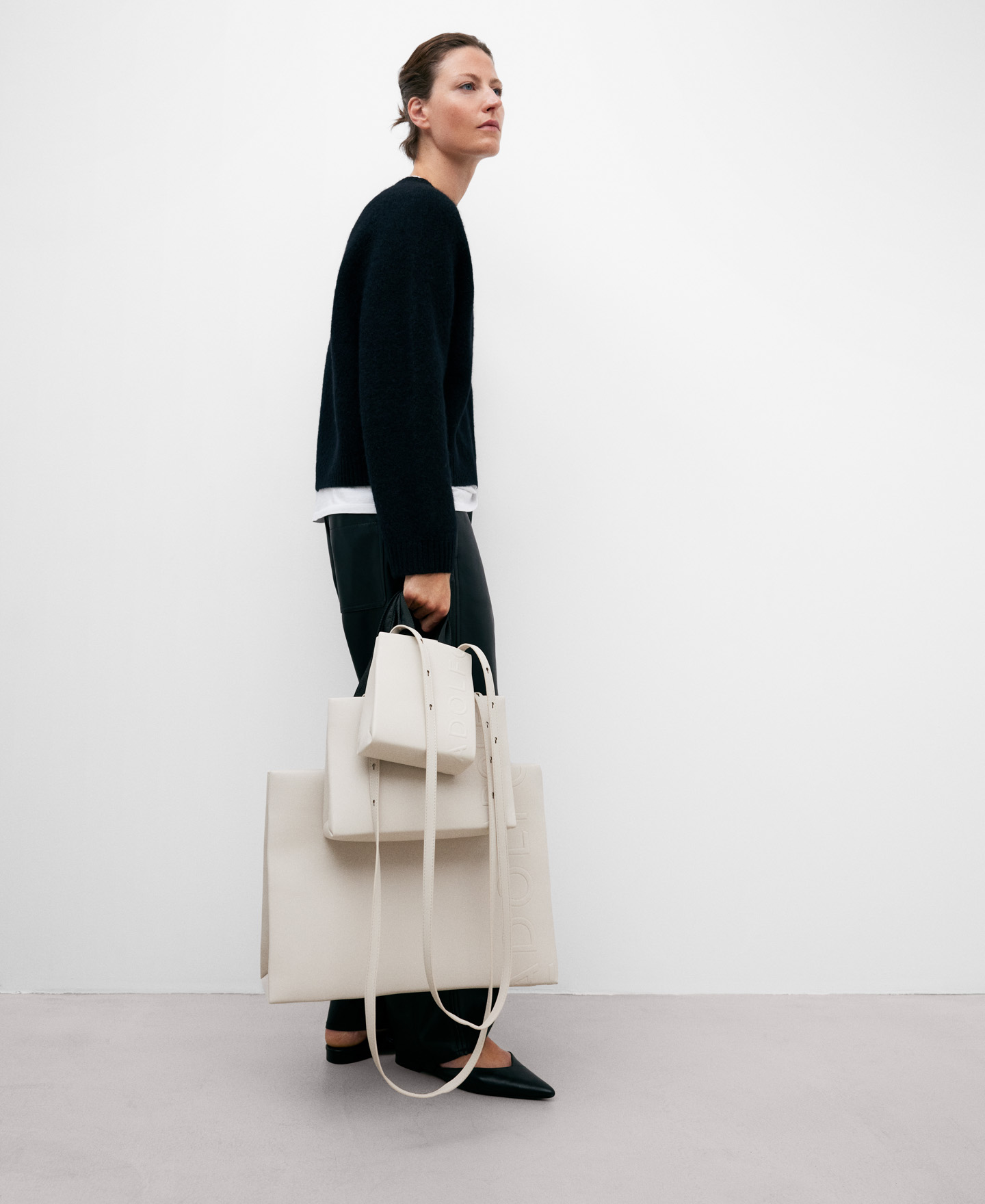 Bolso blanco poliéster reciclado mujer image number 5