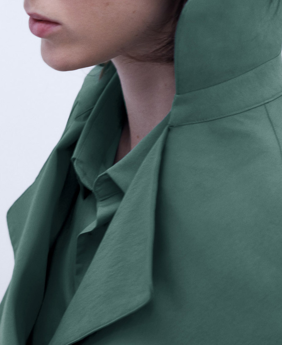 Cotton and nylon short trench coat image number 3