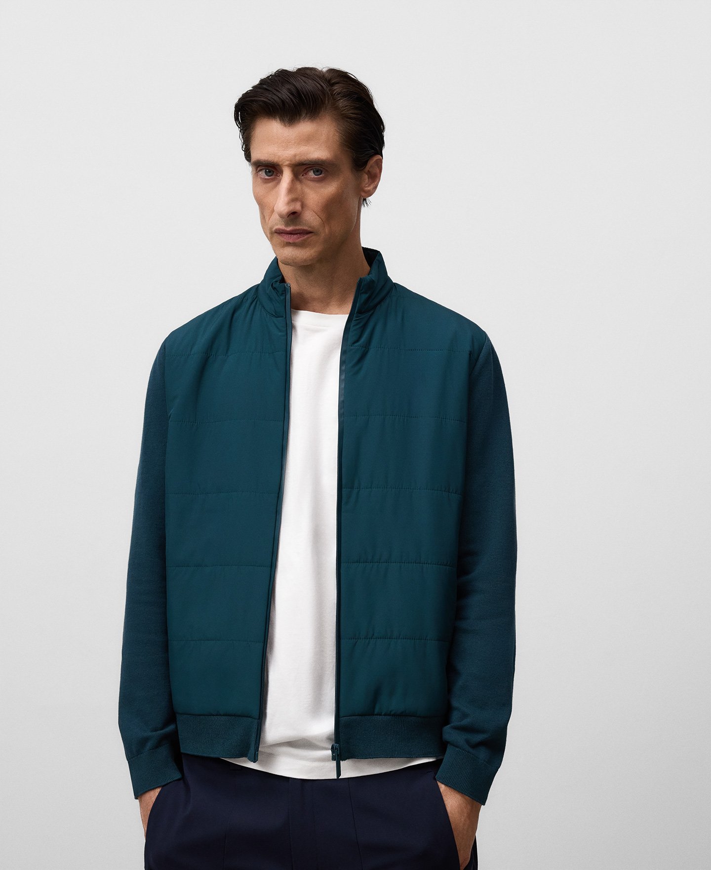 Nylon and knit cardigan man image number 0