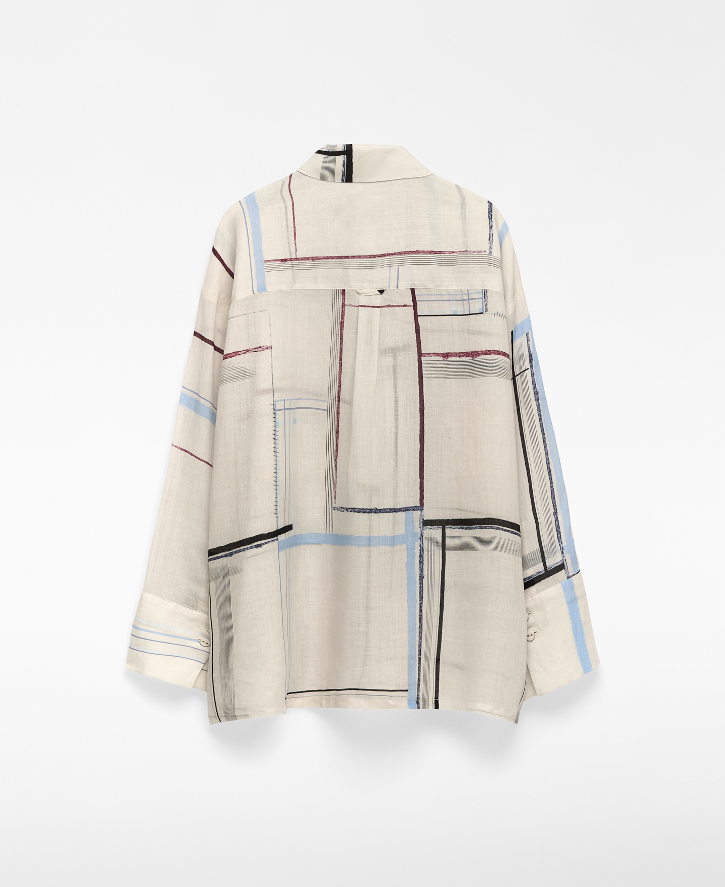 Ramie printed oversize shirt woman image number 6