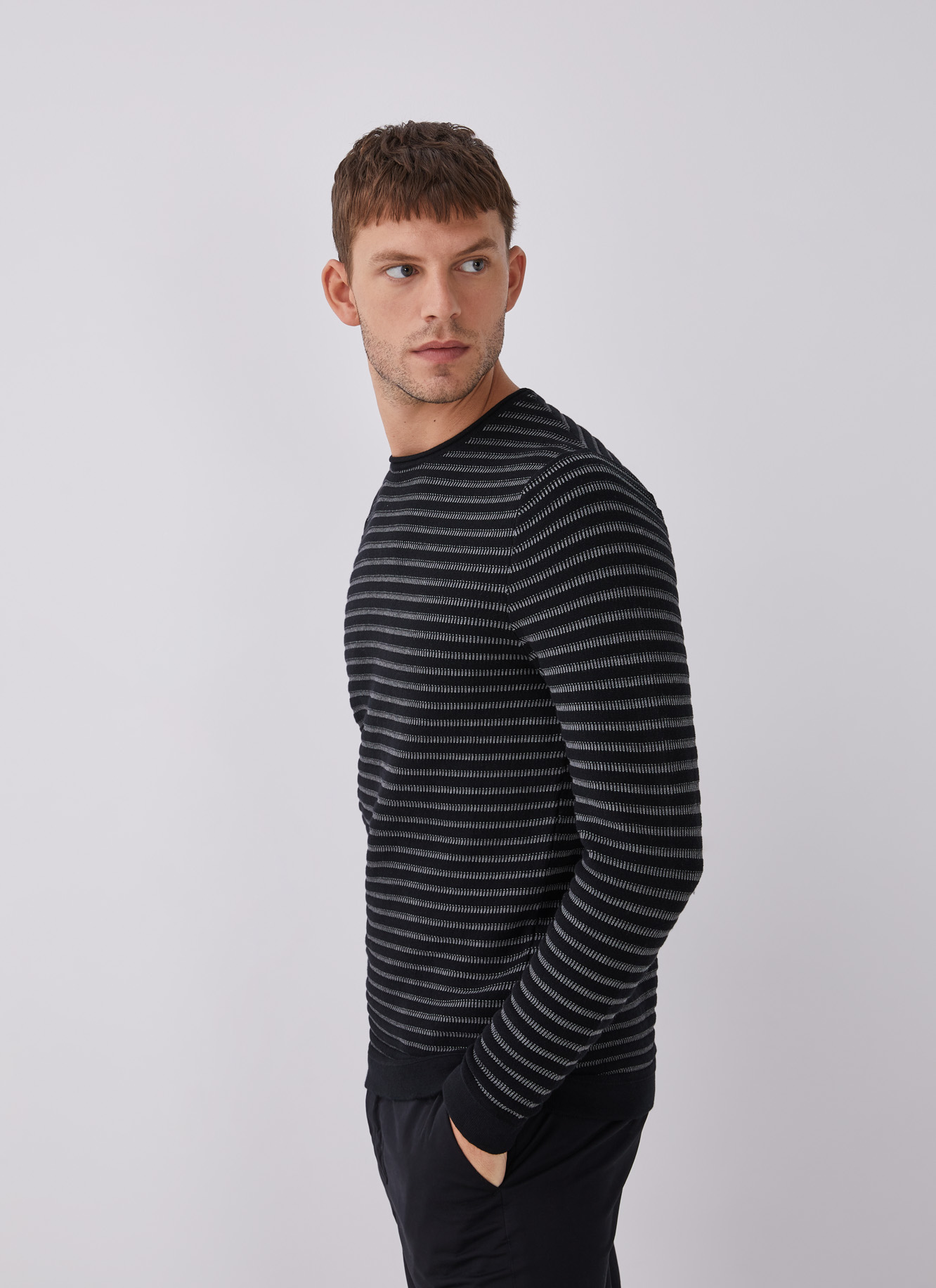 Striped cotton sweater image number 2