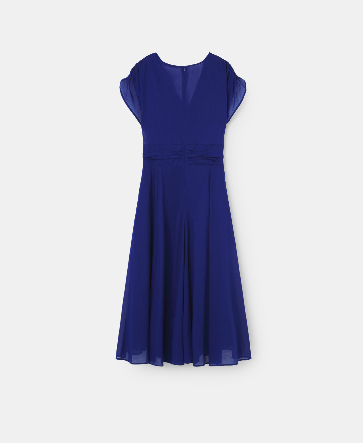 Blue ruffled dress in cotton image number 5