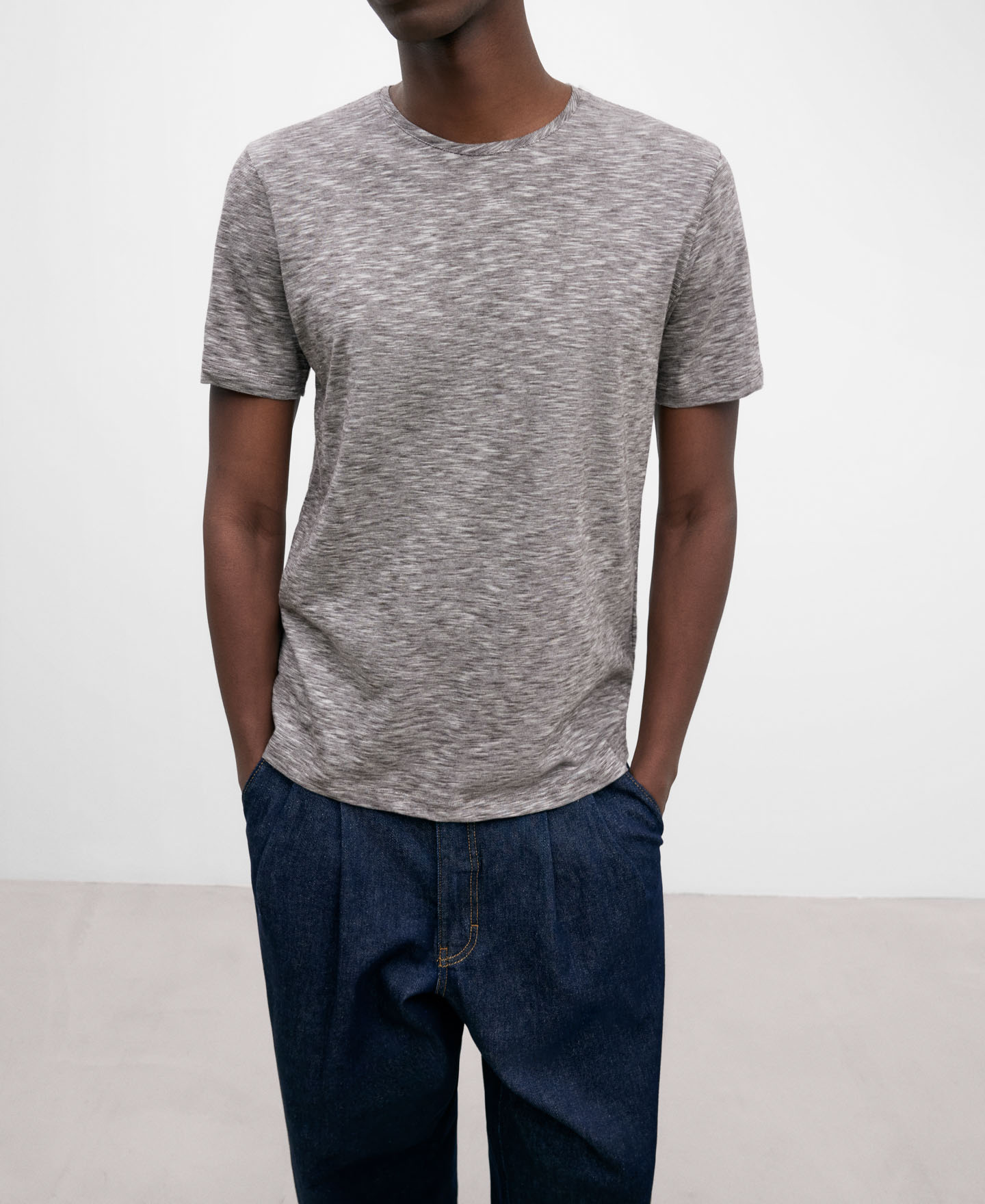 Brown cotton T-shirt for men image number 3