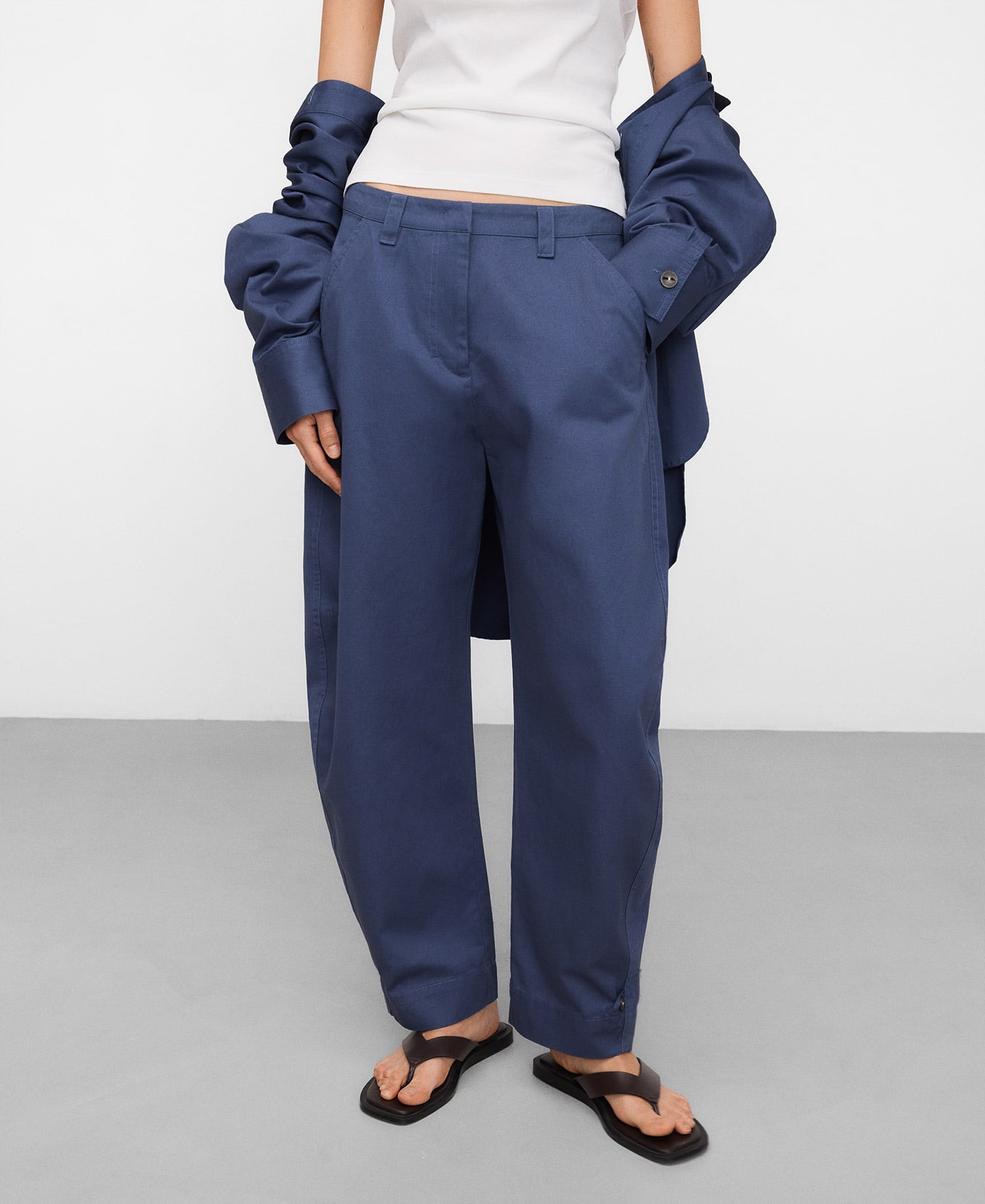 Adjustable hem barrel fit trousers image number 0