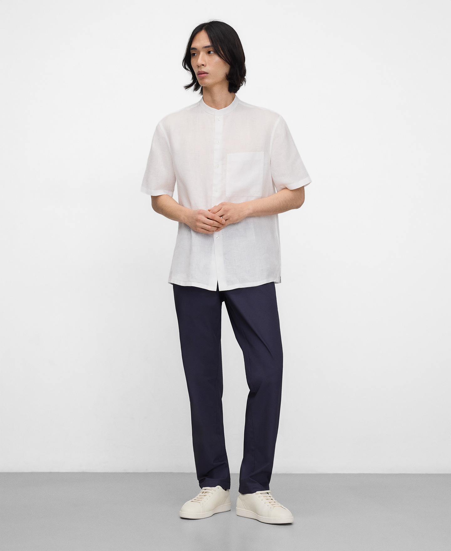 Cotton poplin straight trousers image number 1