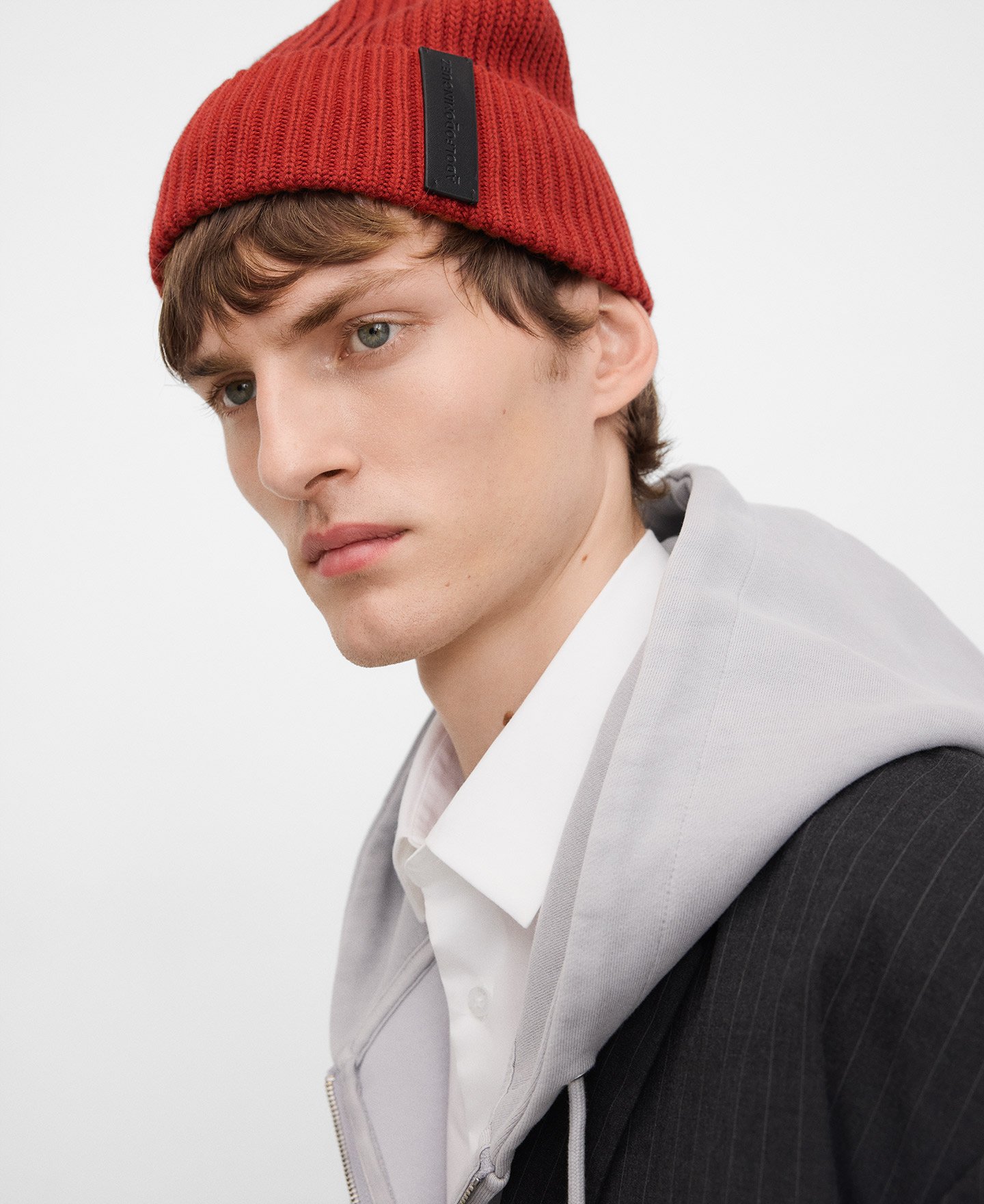 Ribbed knit beanie hat man image number 3