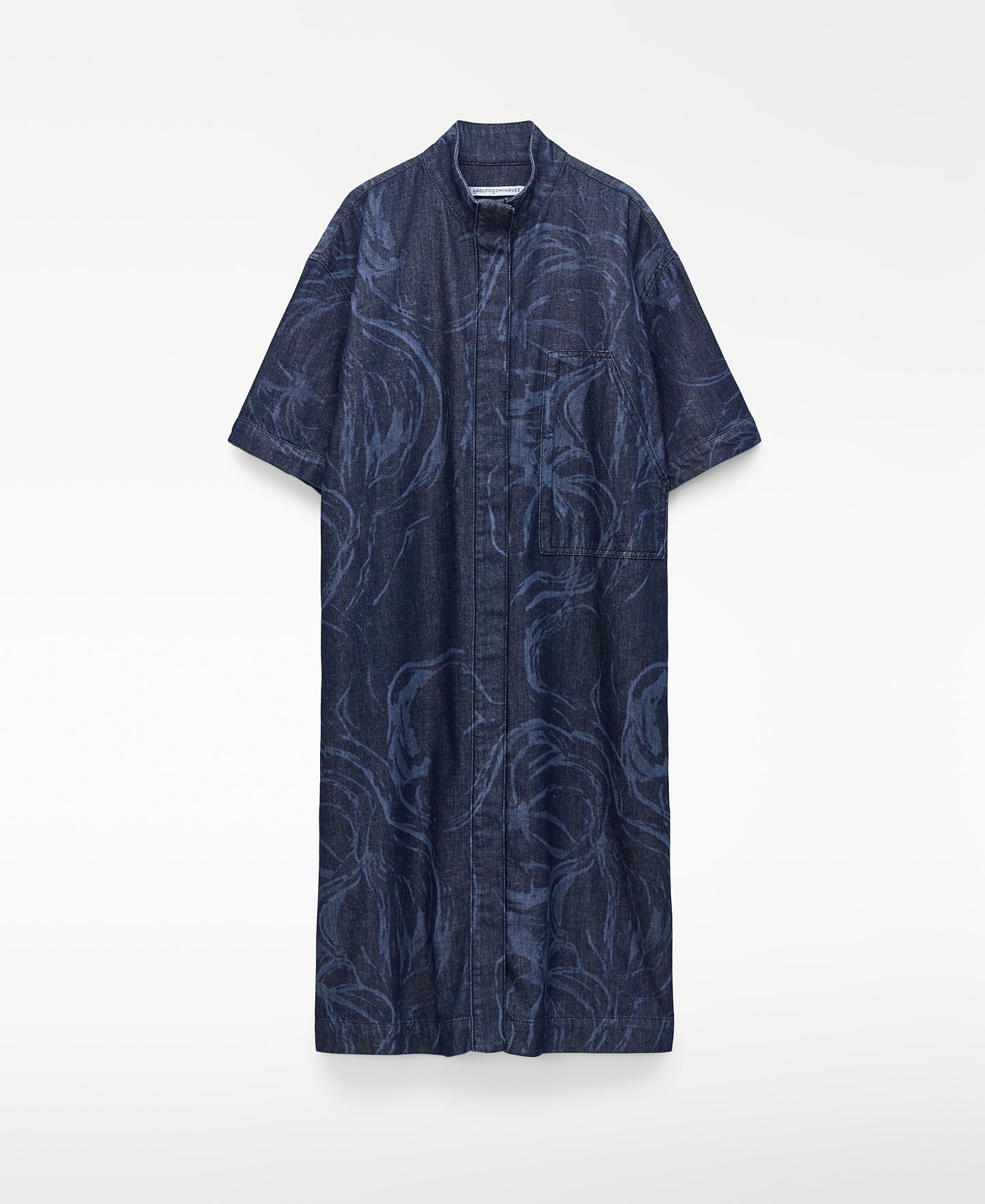 Vestido camisero denim estampado image number 0