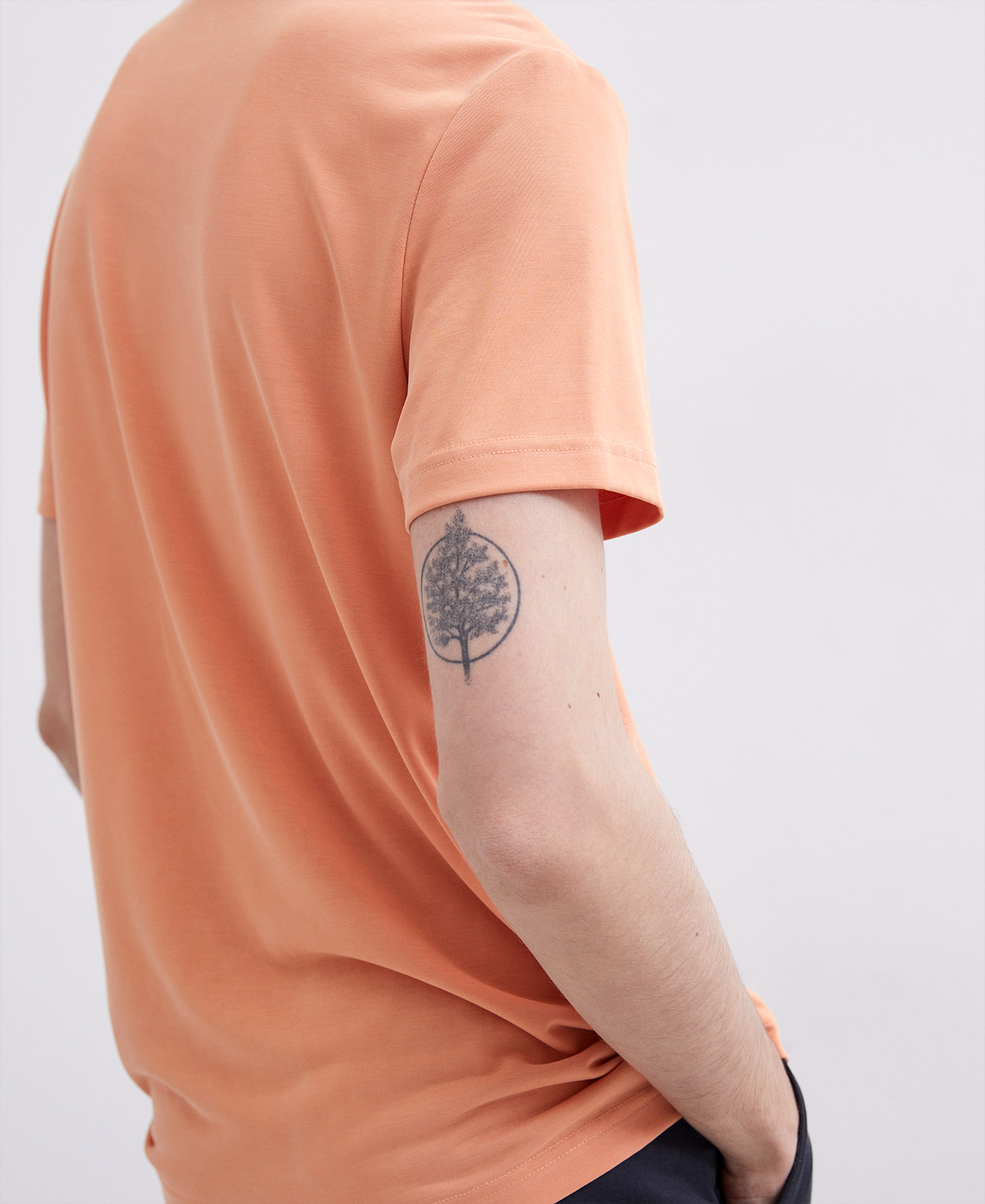 Orange modal crew neck t-shirt image number 2