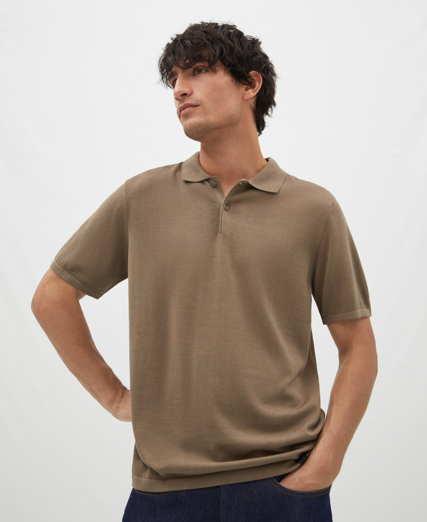 Two button polo shirt in organic cotton image number 0