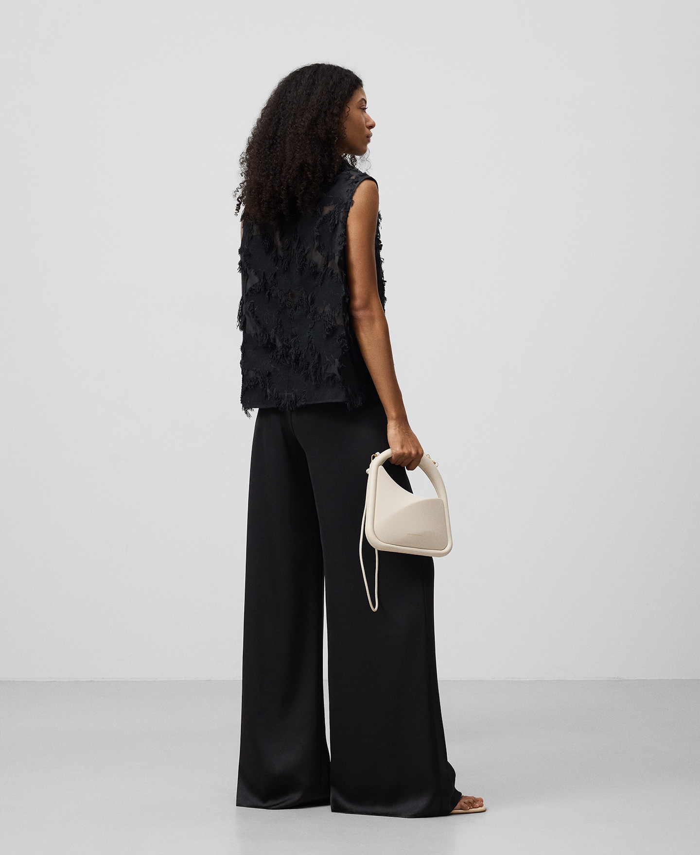 Semi-sheer top with fringe details woman image number 2