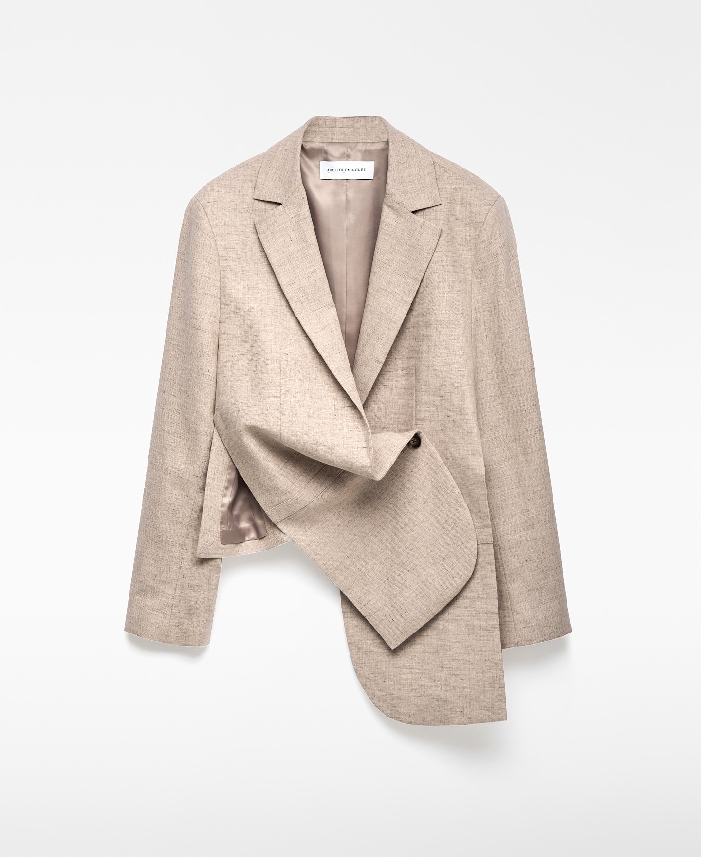 Linen blend asymmetrical blazer woman image number 4