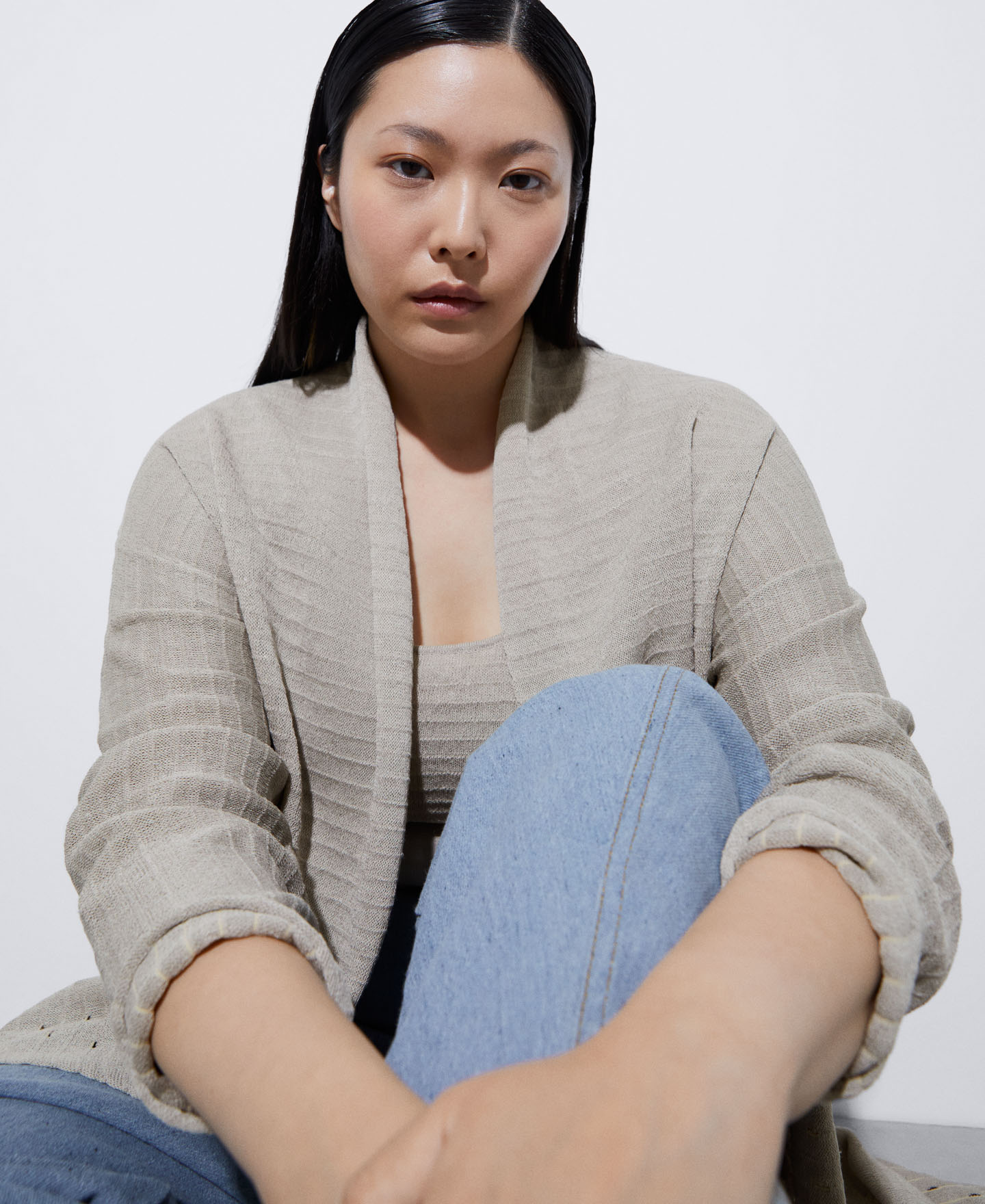 Long jacket with openwork detail image number 3