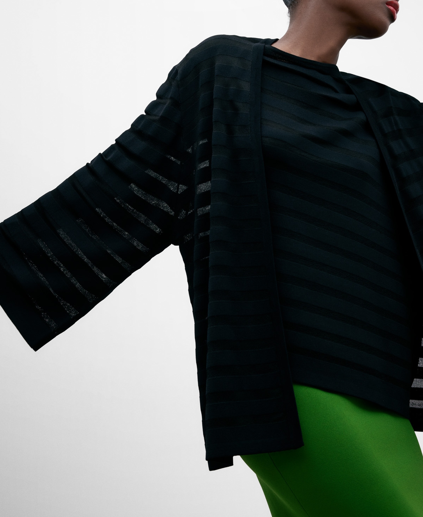 Semitransparent knitted black jacket image number 3