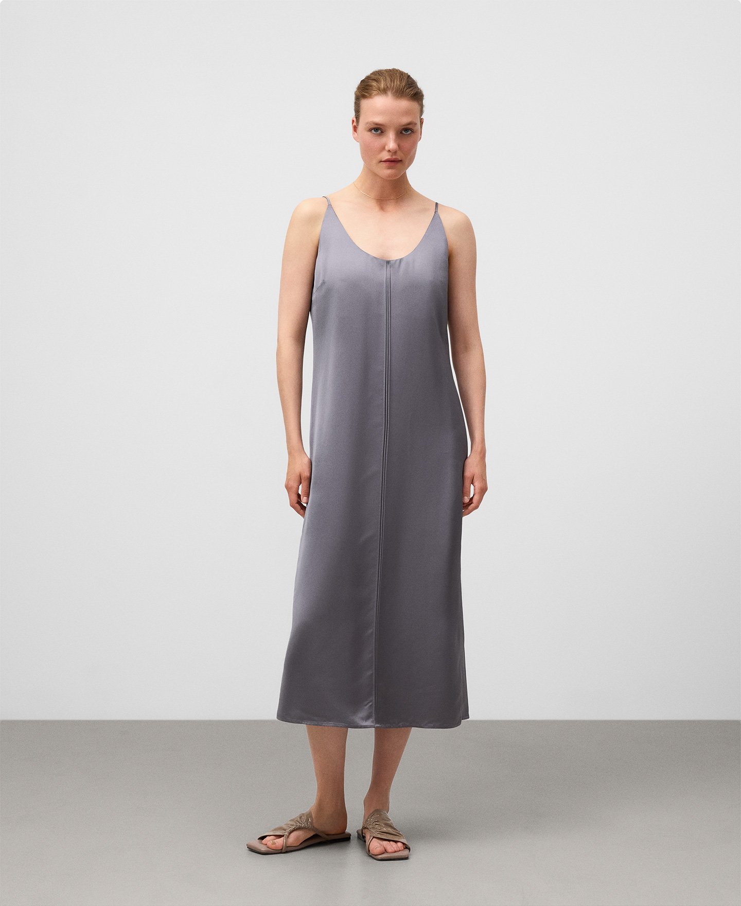 Vestido lencero tirantes mujer image number 1