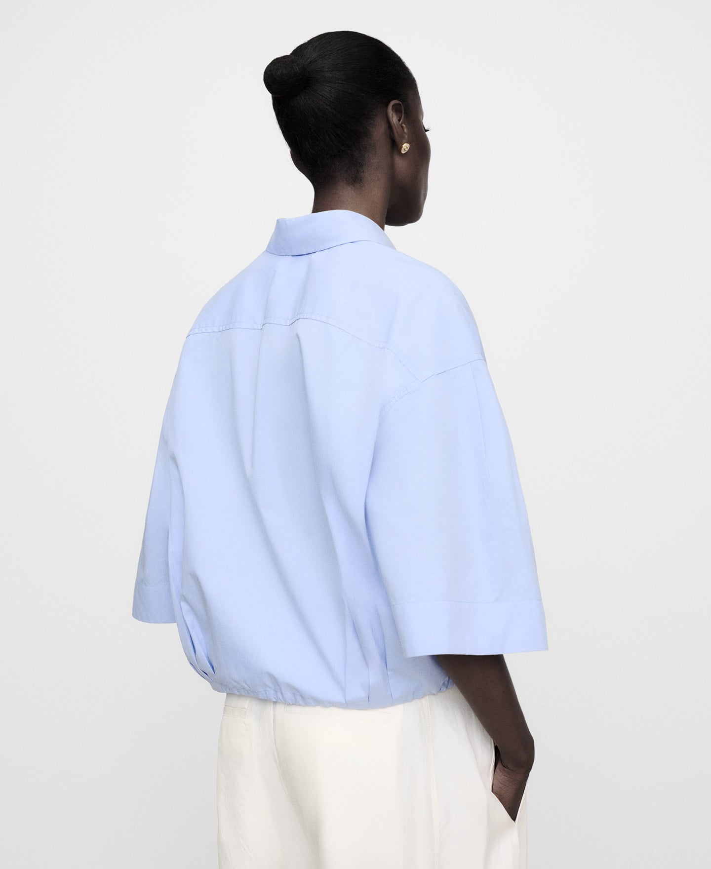 Cotton boxy shirt with adjustable hem image number 2