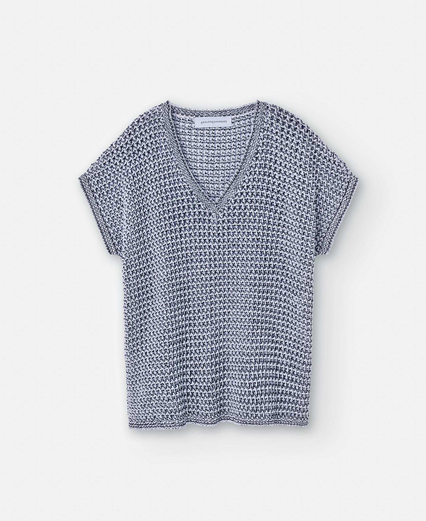 V-neck pullover in openwork knit image number 4