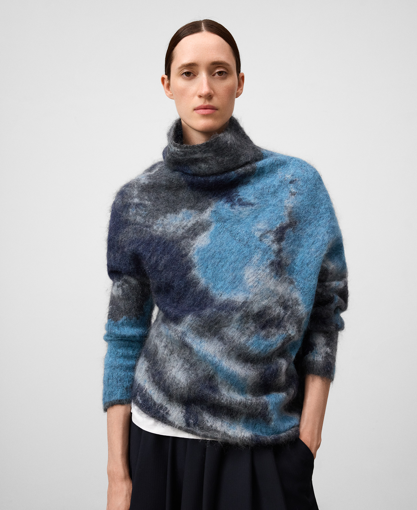 Jacquard knit asymmetrical sweater woman image number 0