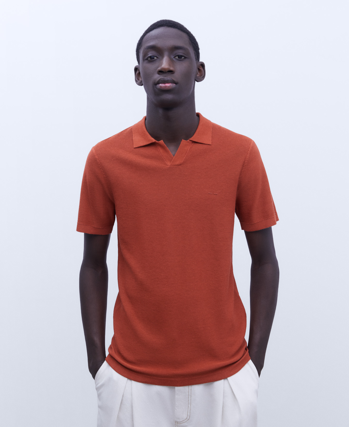 Regular fit buttonless polo shirt image number 0