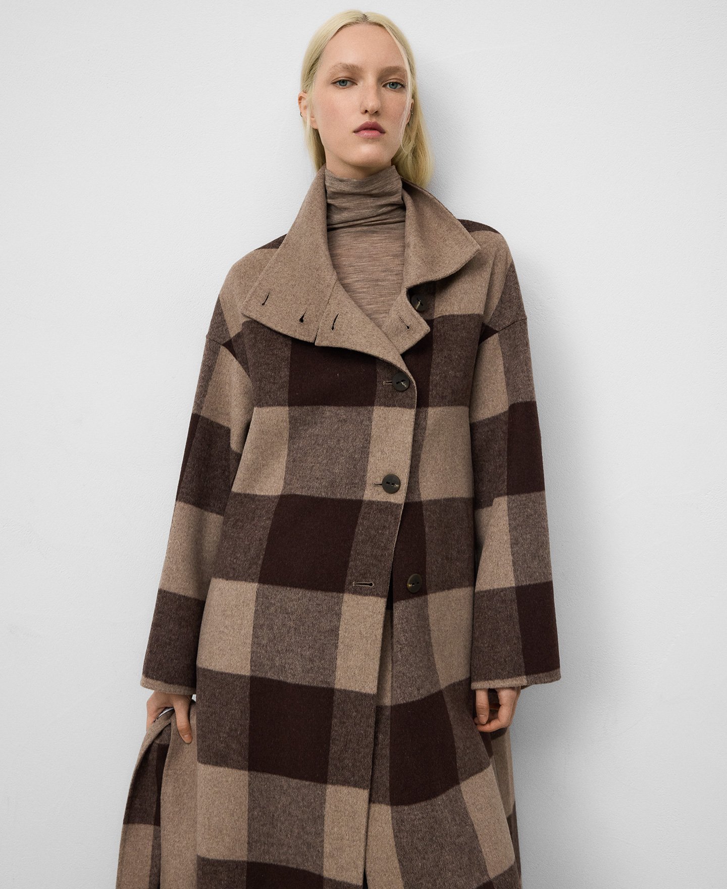 Manteau double face à carreaux pour femme image number 3