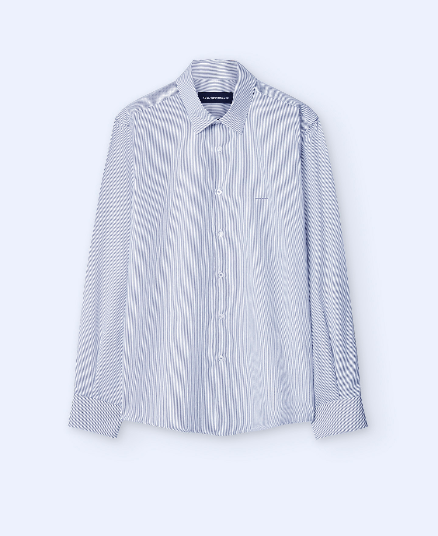 Lapel collar striped shirt image number 4