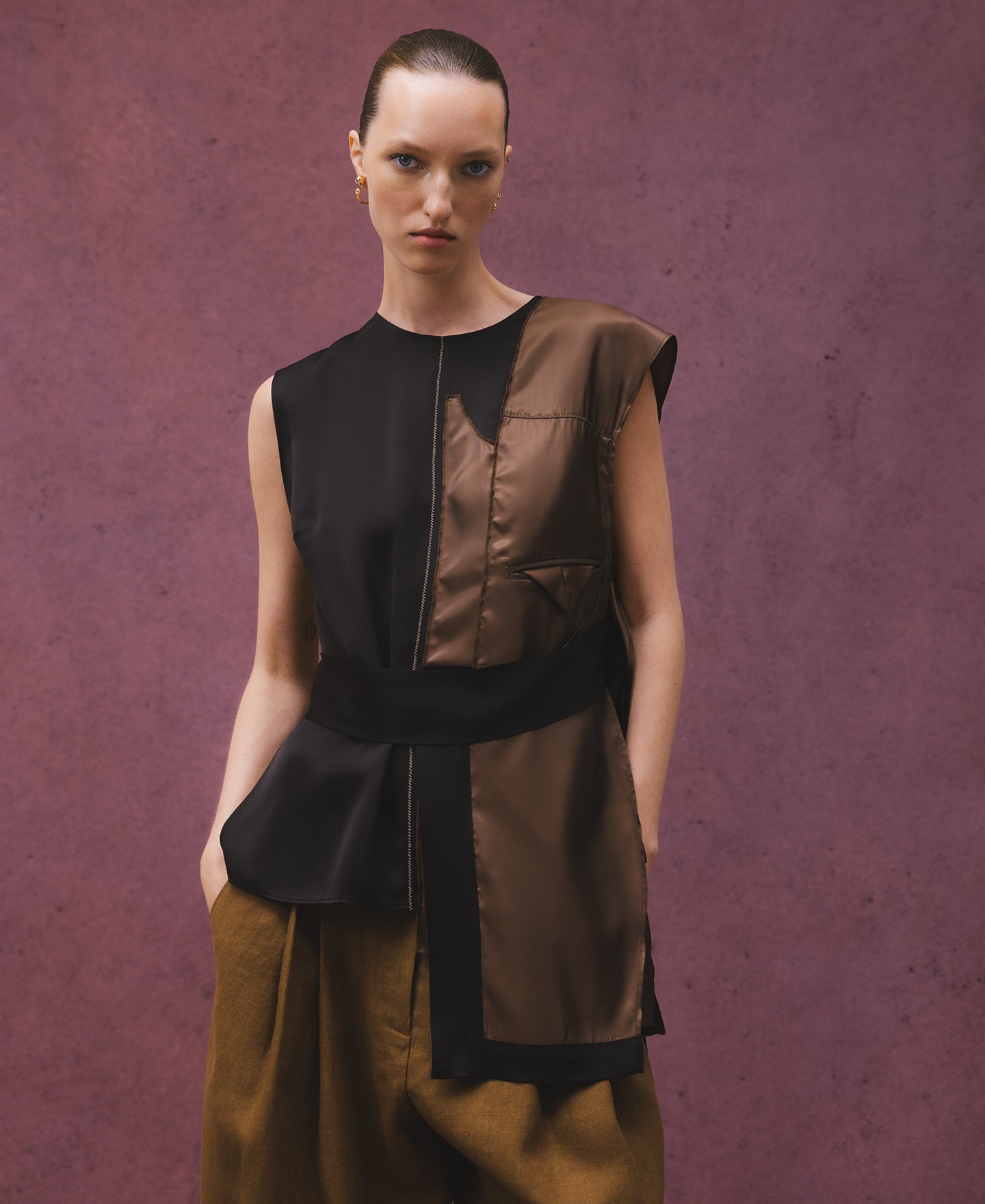 Top with overlay piece woman image number 0