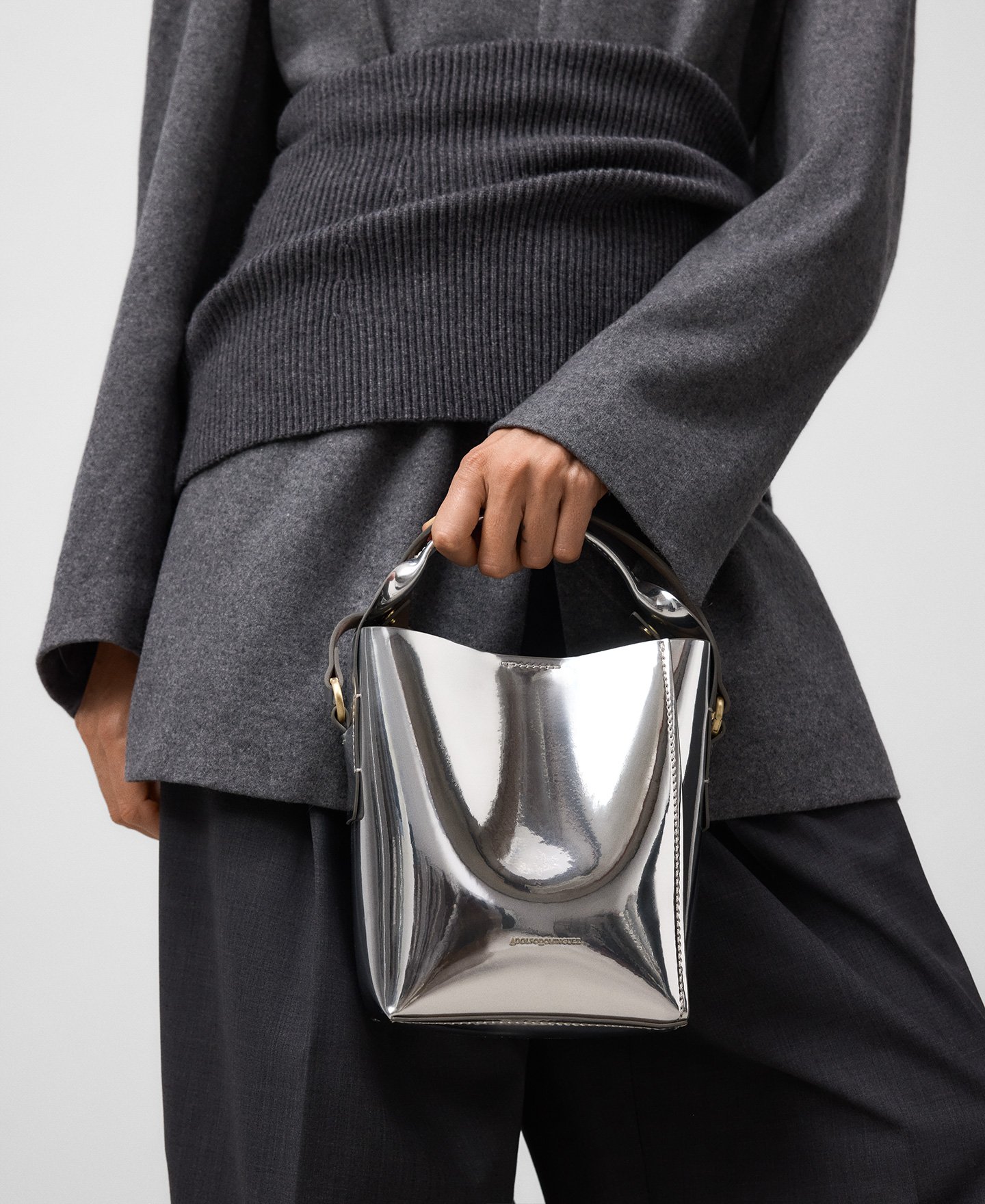 Mica metallic-finish bucket bag woman image number 5