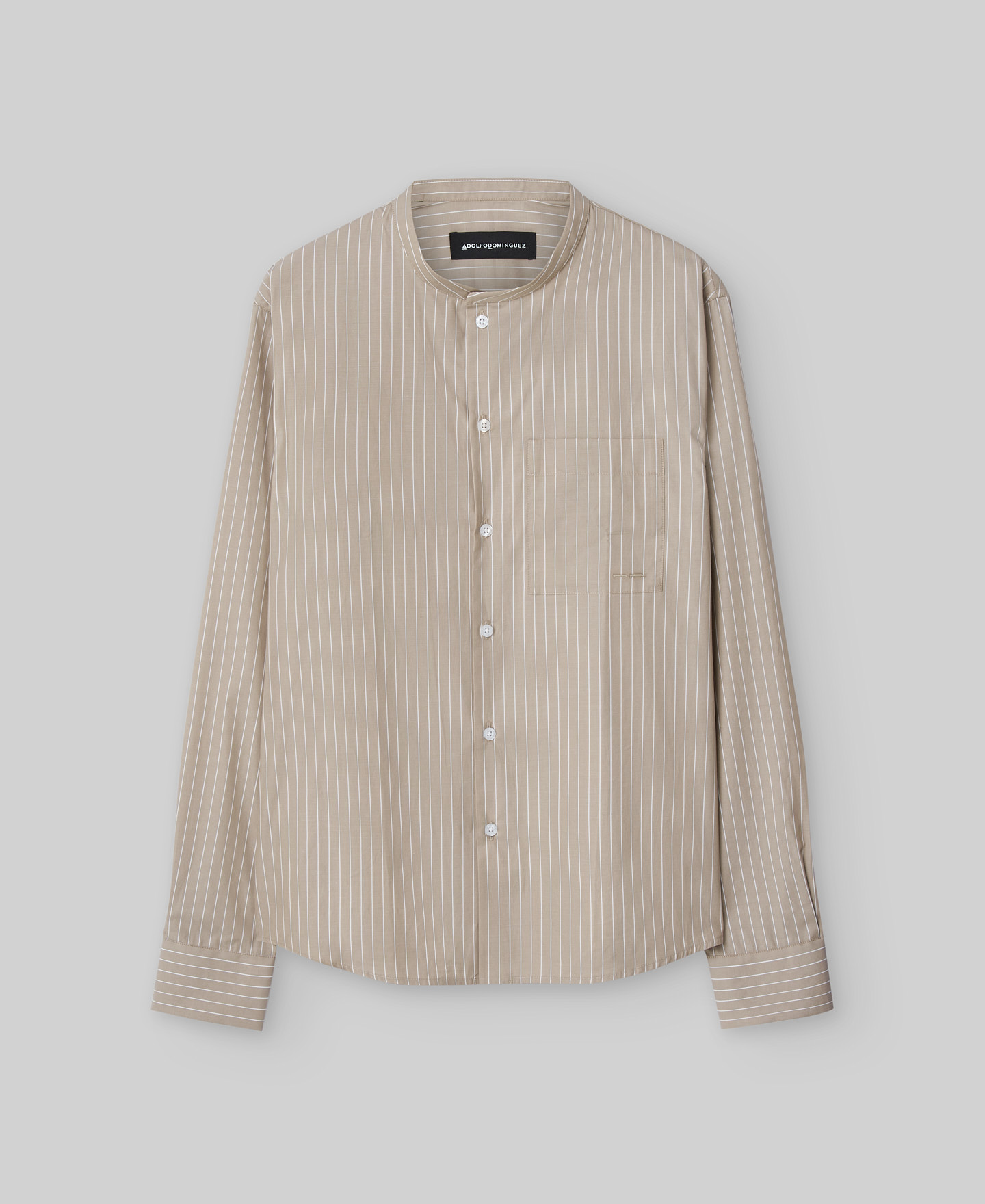 Cotton mandarin collar shirt man image number 4