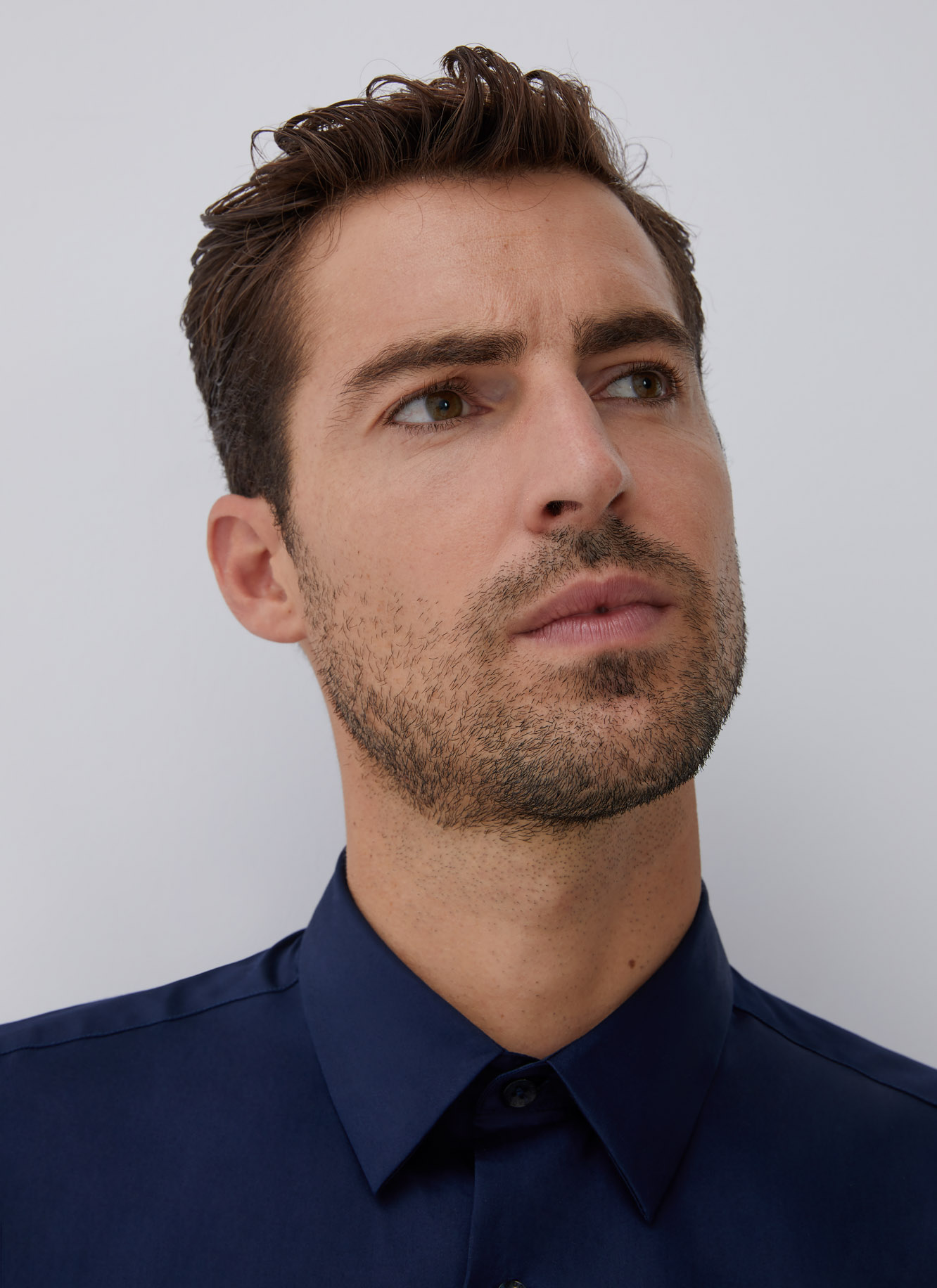 Navy blue cotton shirt image number 4