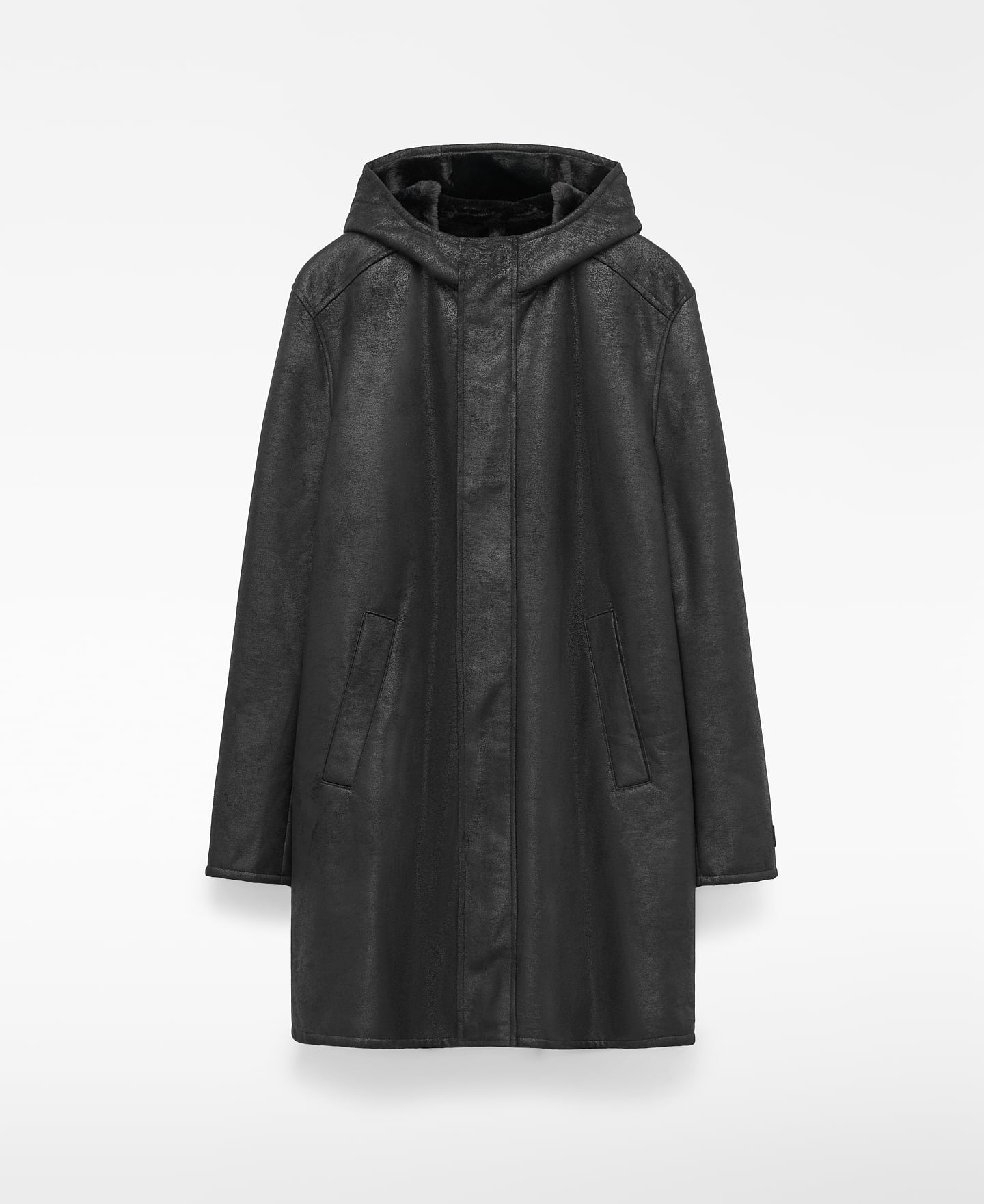 Hooded Leather-Non-Leather coat image number 0