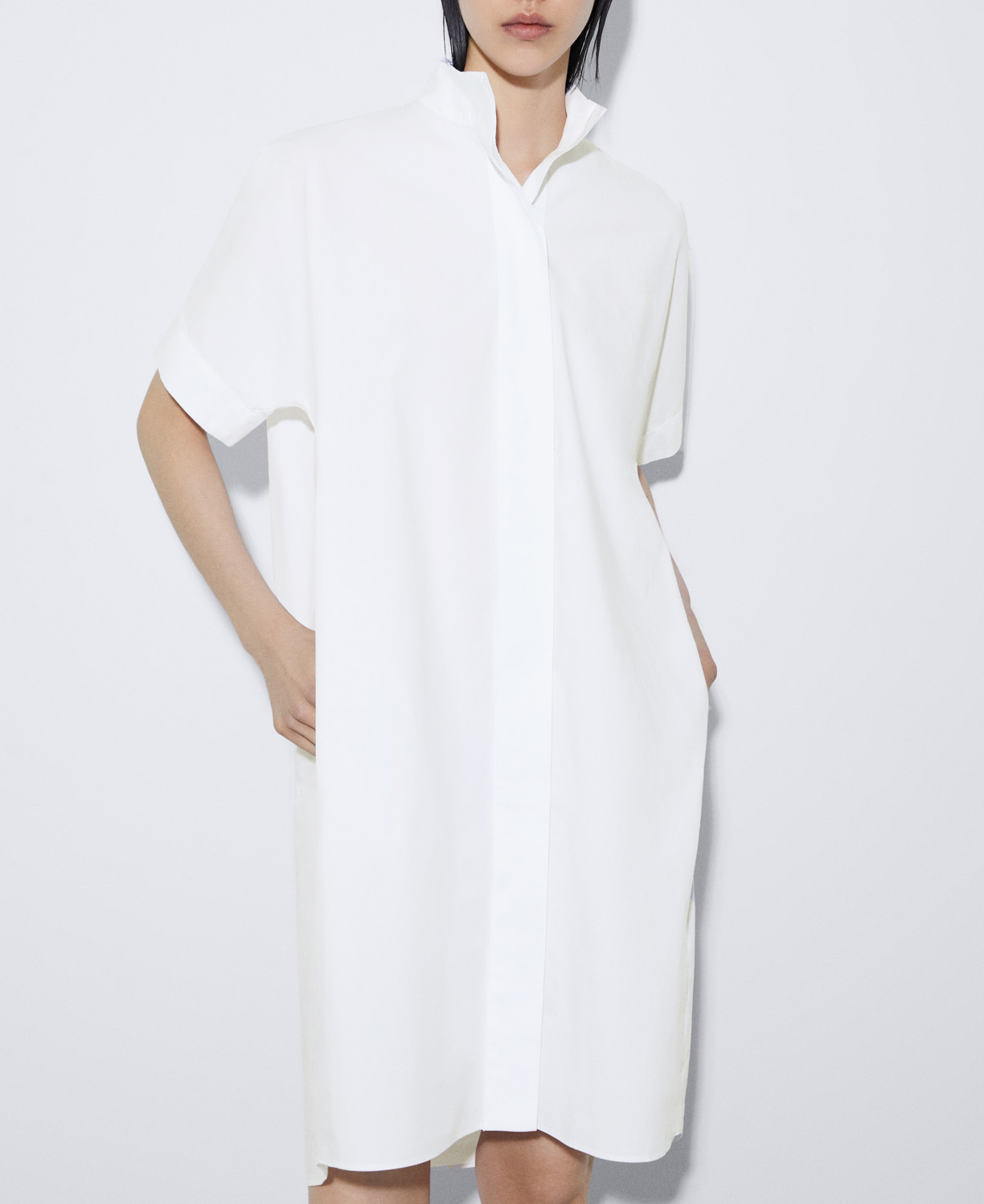 Mao collar shirt dress image number 0