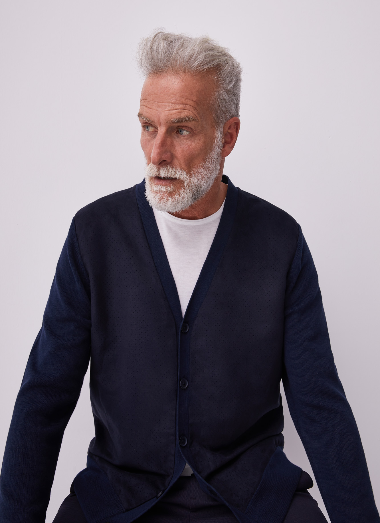 Suedette and cotton cardigan image number 1