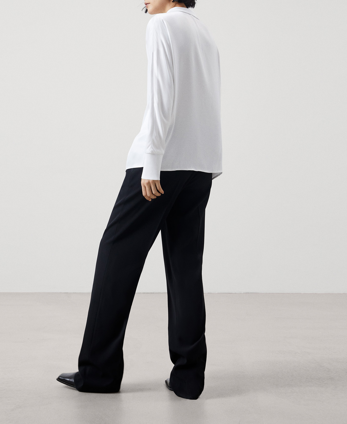 Viscose knit polo-neck blouse image number 2
