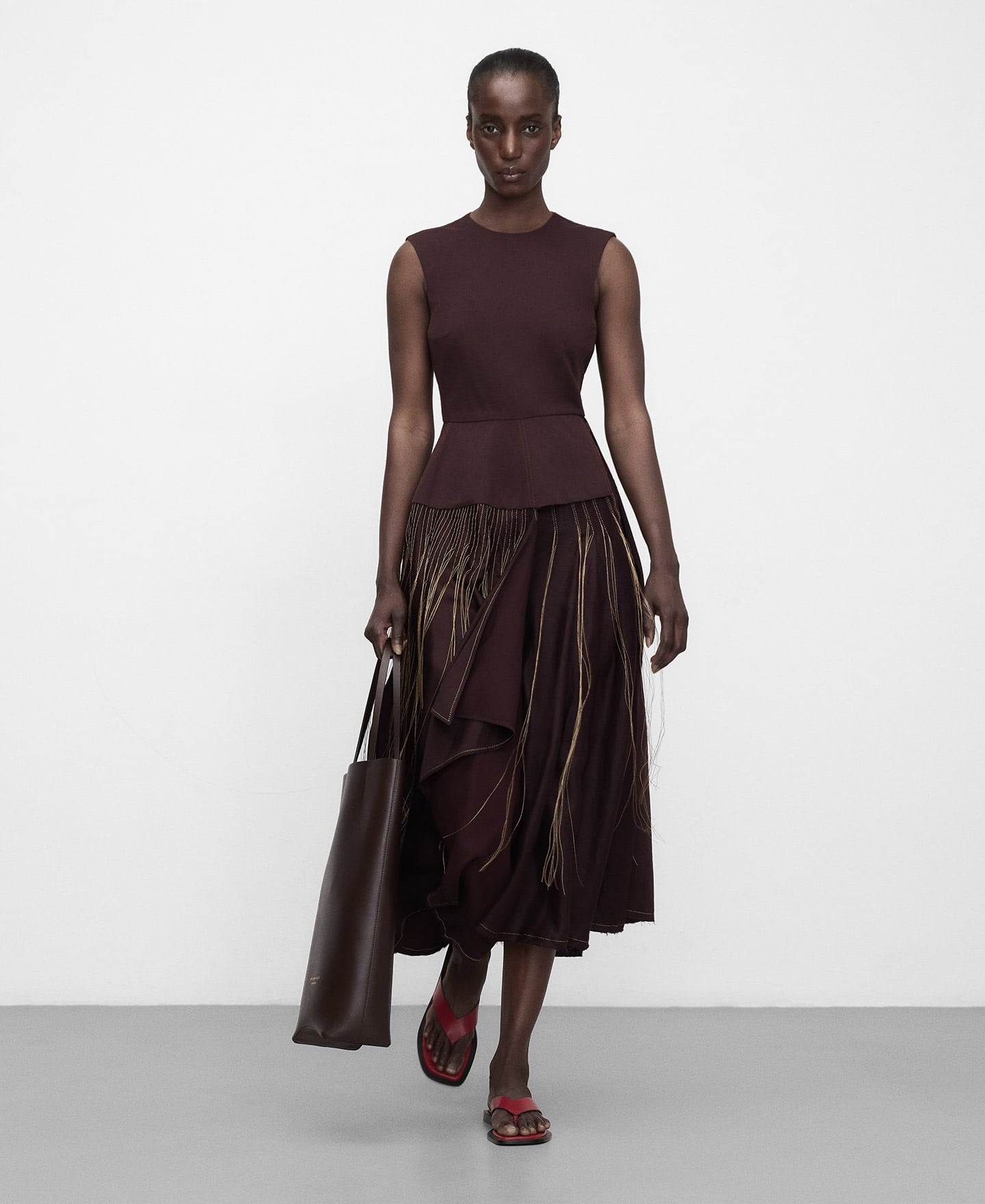Dress with layered embroidered skirt image number 1