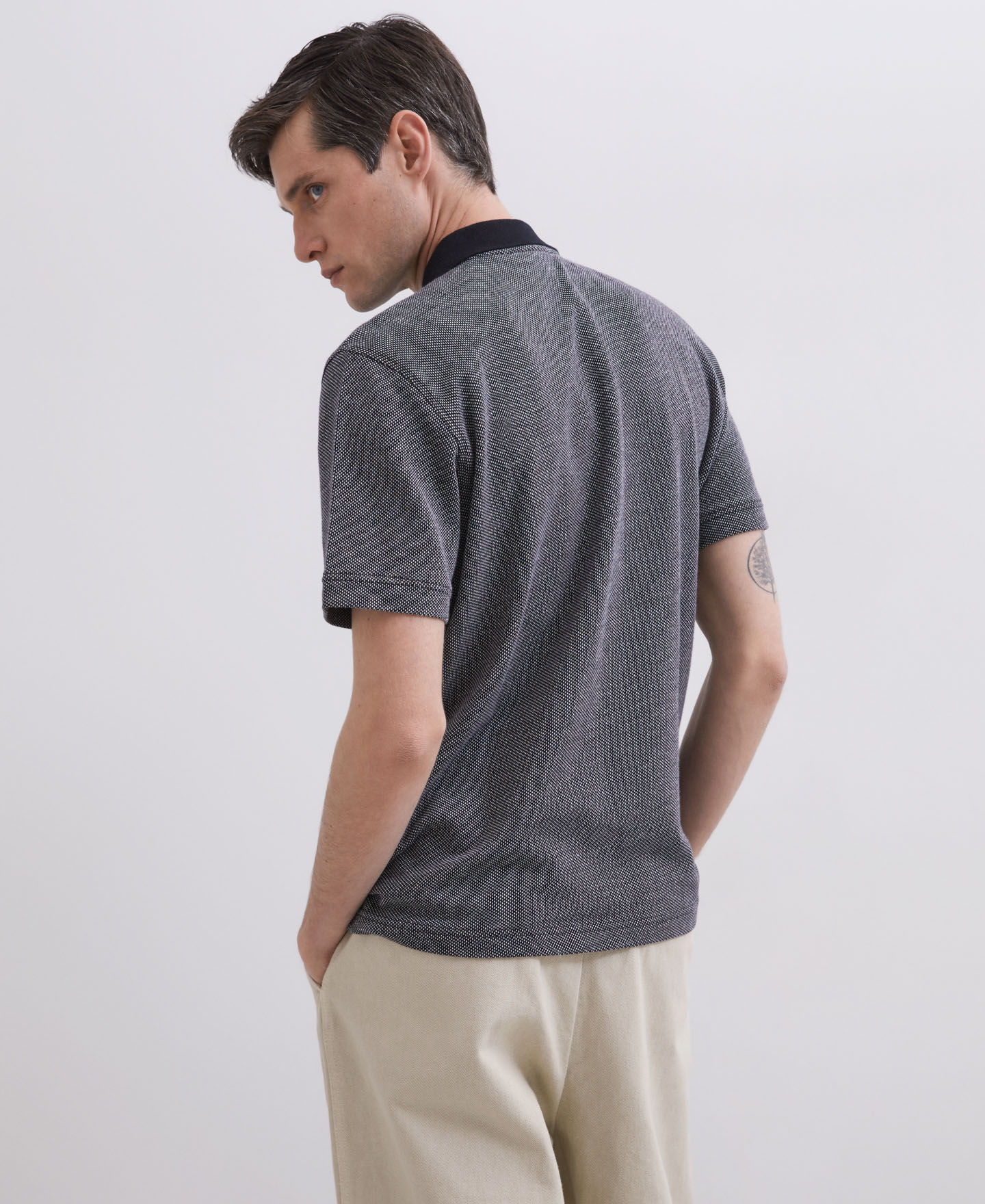 Blue polo shirt in cotton jersey image number 1