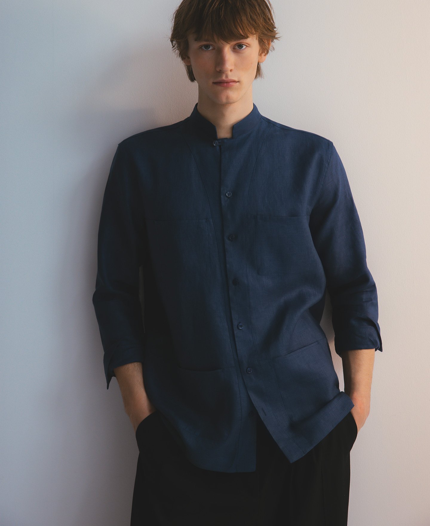 European linen guayabera shirt man image number 0