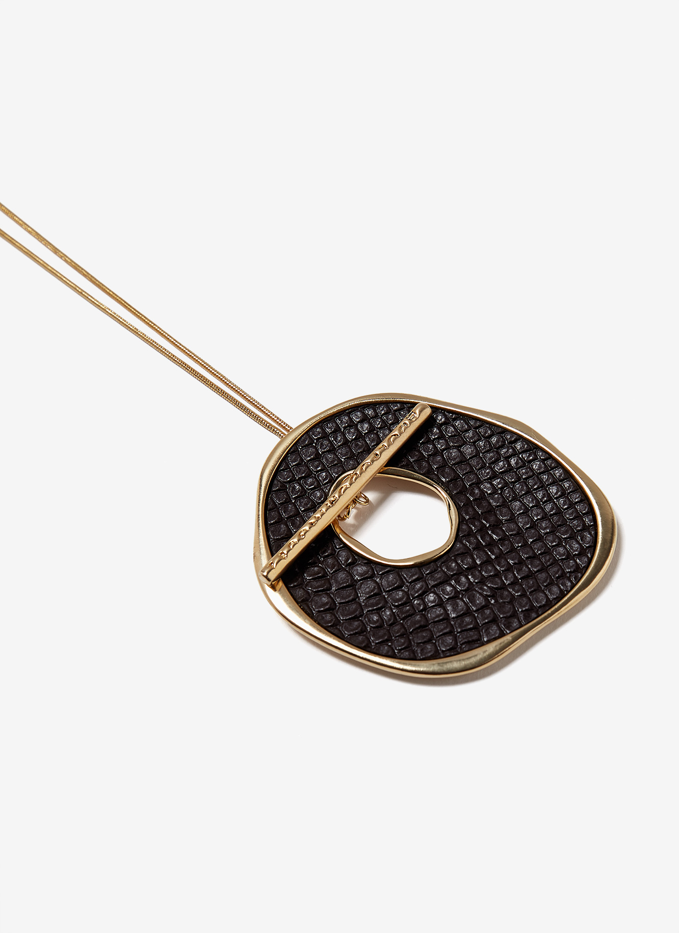 Necklace with leather effect pendant image number 1