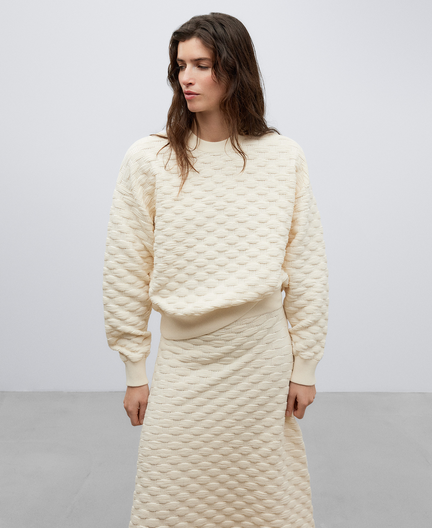 Jersey tejido algodón cestería mujer