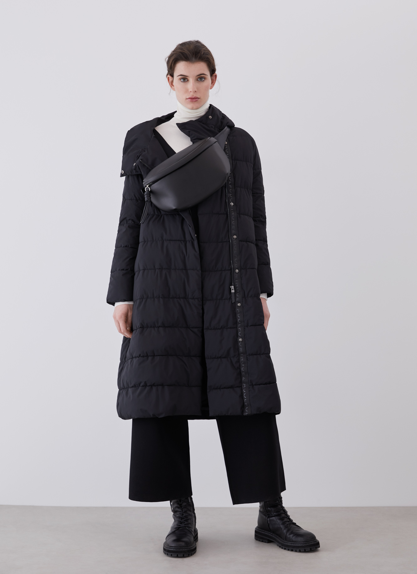 Long puffer coat with side zipper image number 5