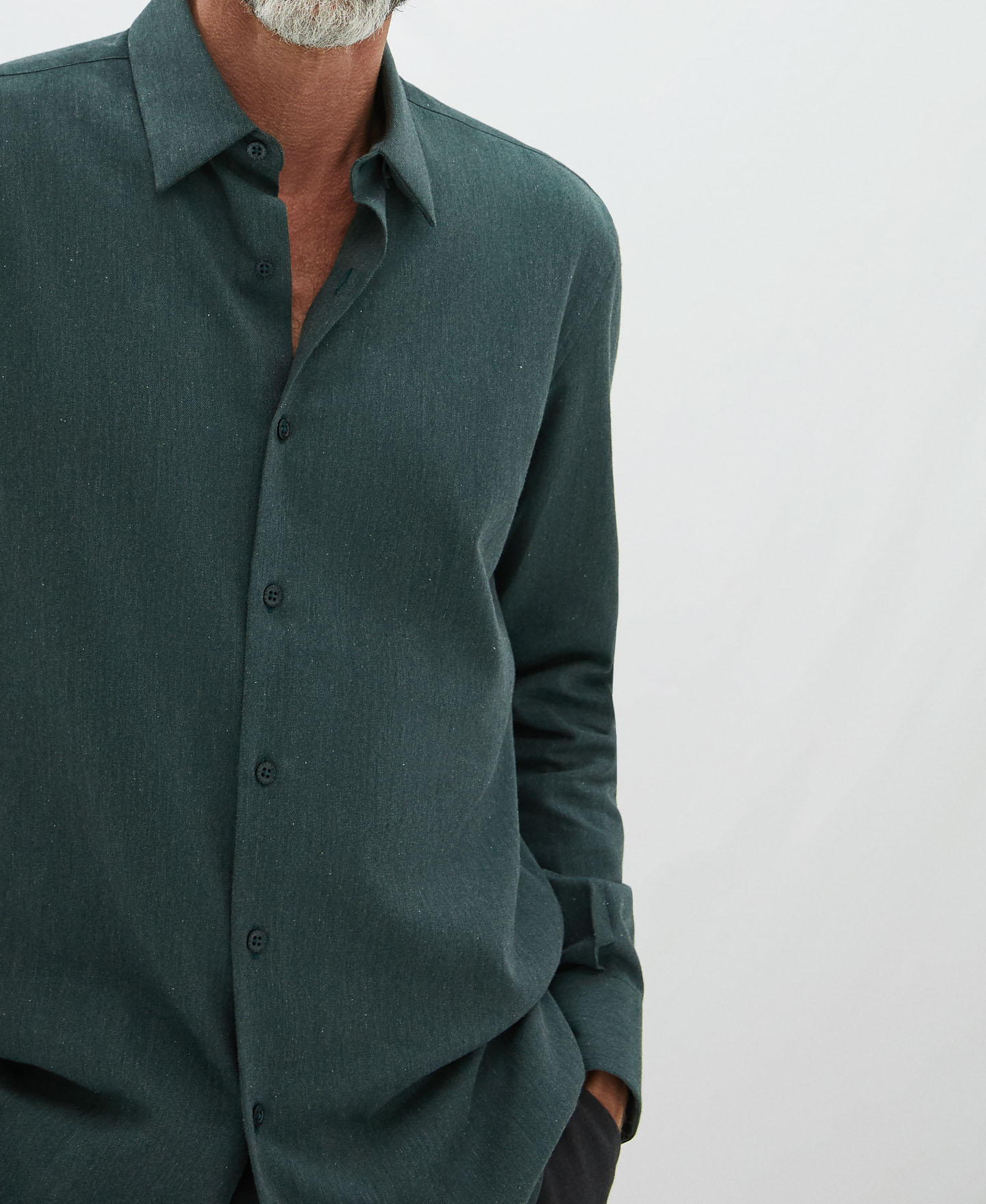 Camisa botón oculto en algodón image number 3