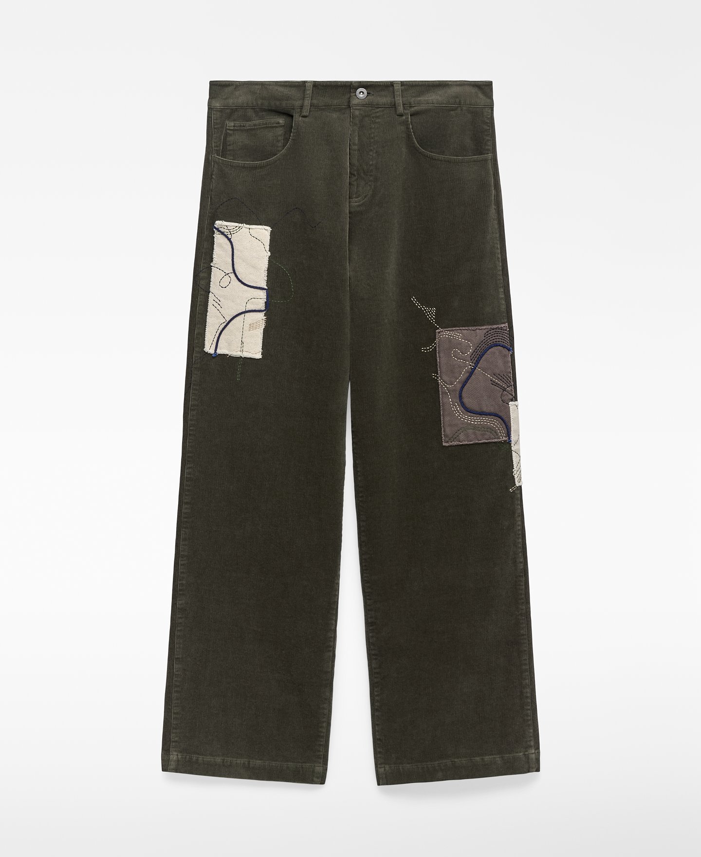 Embroidered corduroy trousers man image number 4