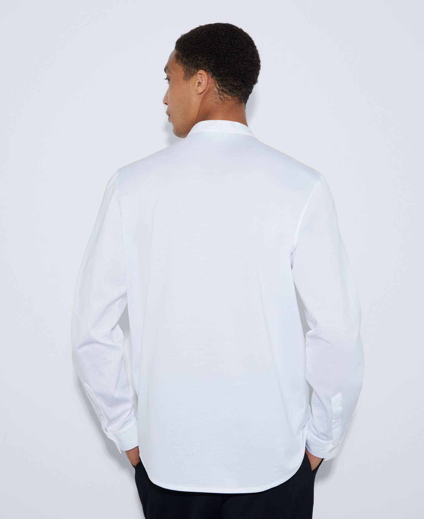 Cotton mandarin collar shirt image number 2