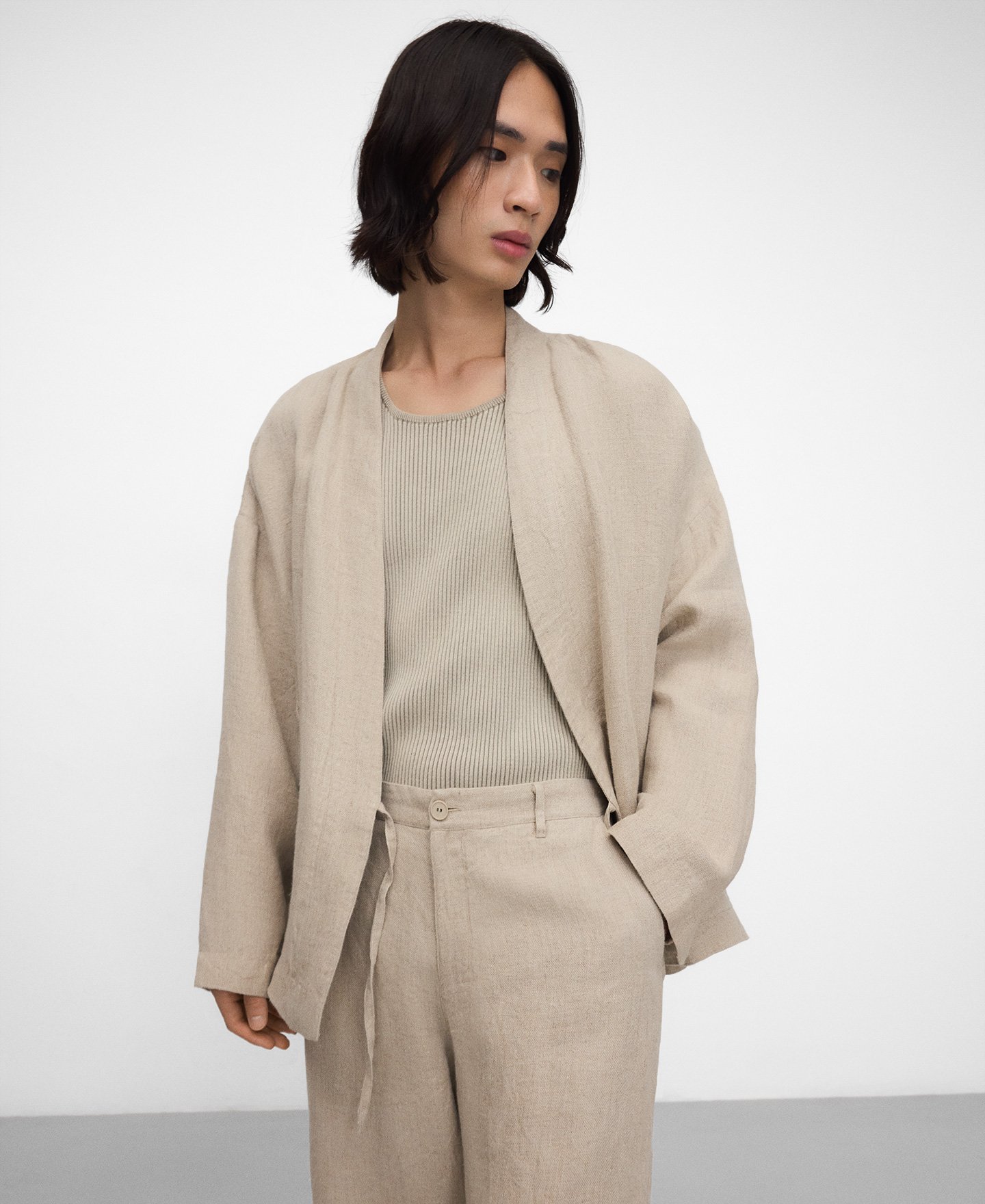 European linen relaxed fit trousers image number 0