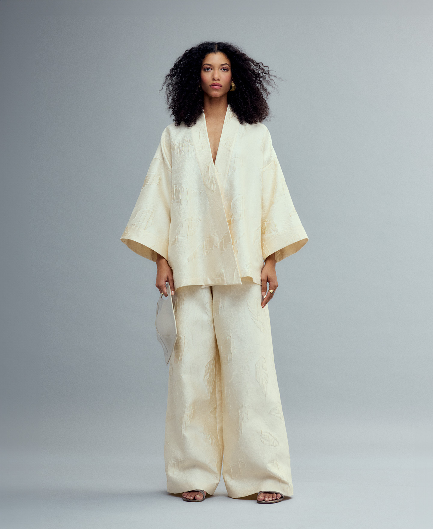 Straight embossed kimono jacket woman image number 0