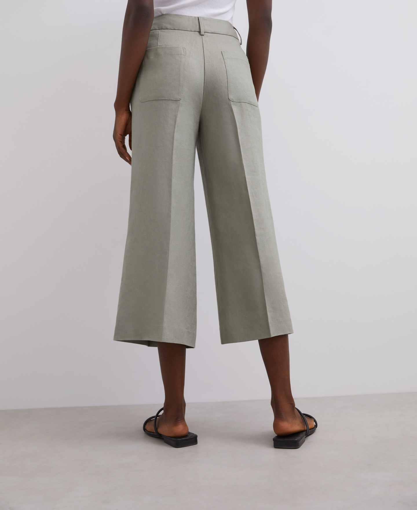 Green linen trousers image number 1