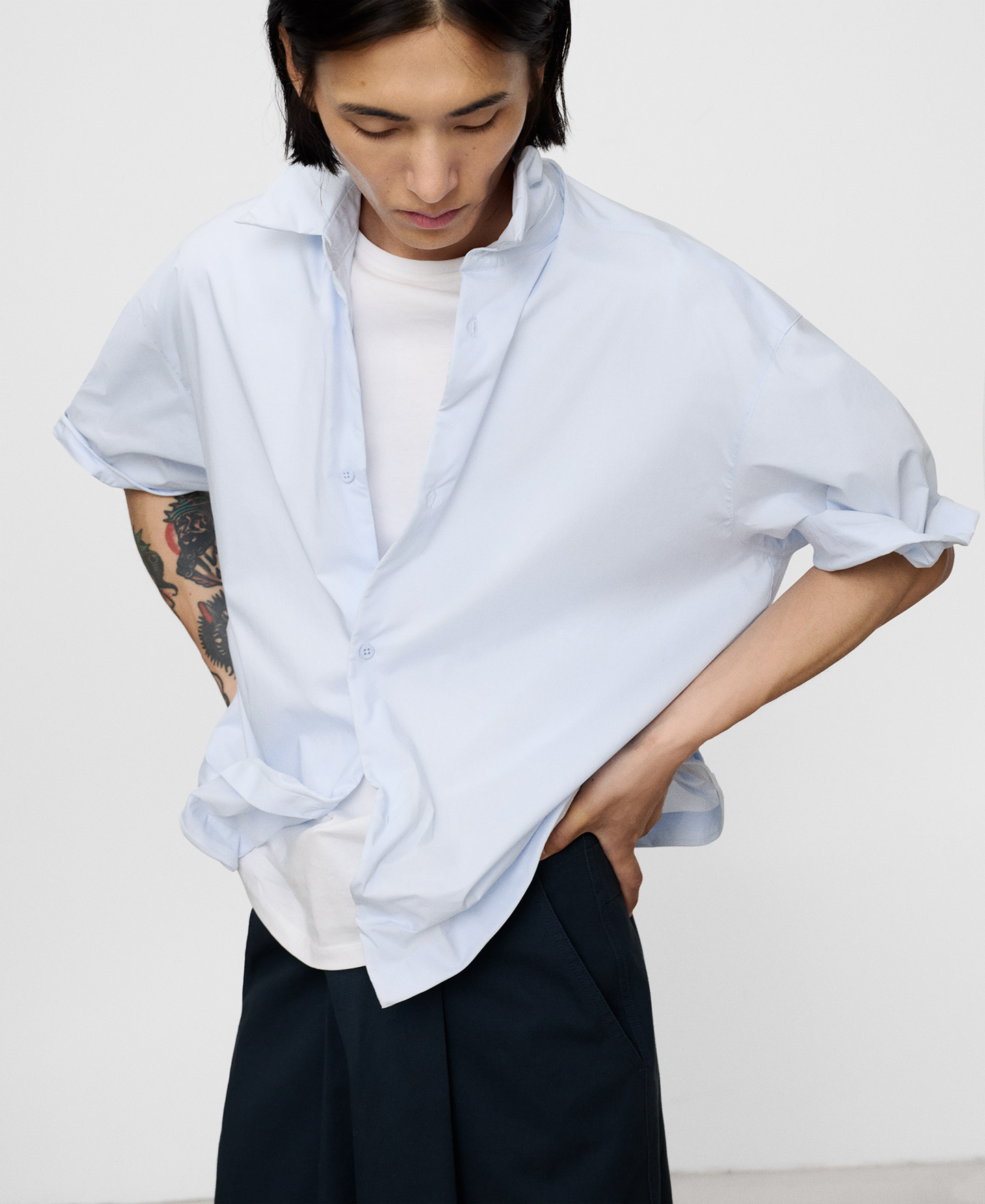Camisa oversize manga corta algod&oacute;n image number 0