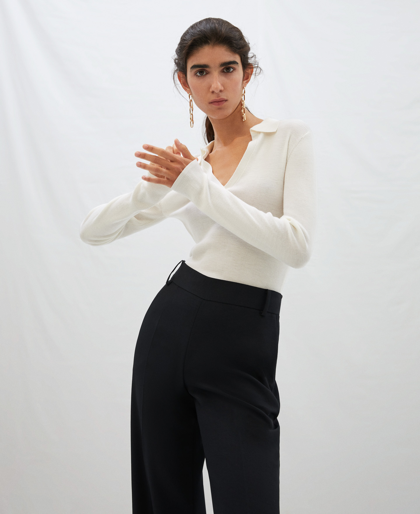 Merino wool ribbed sweater image number 0